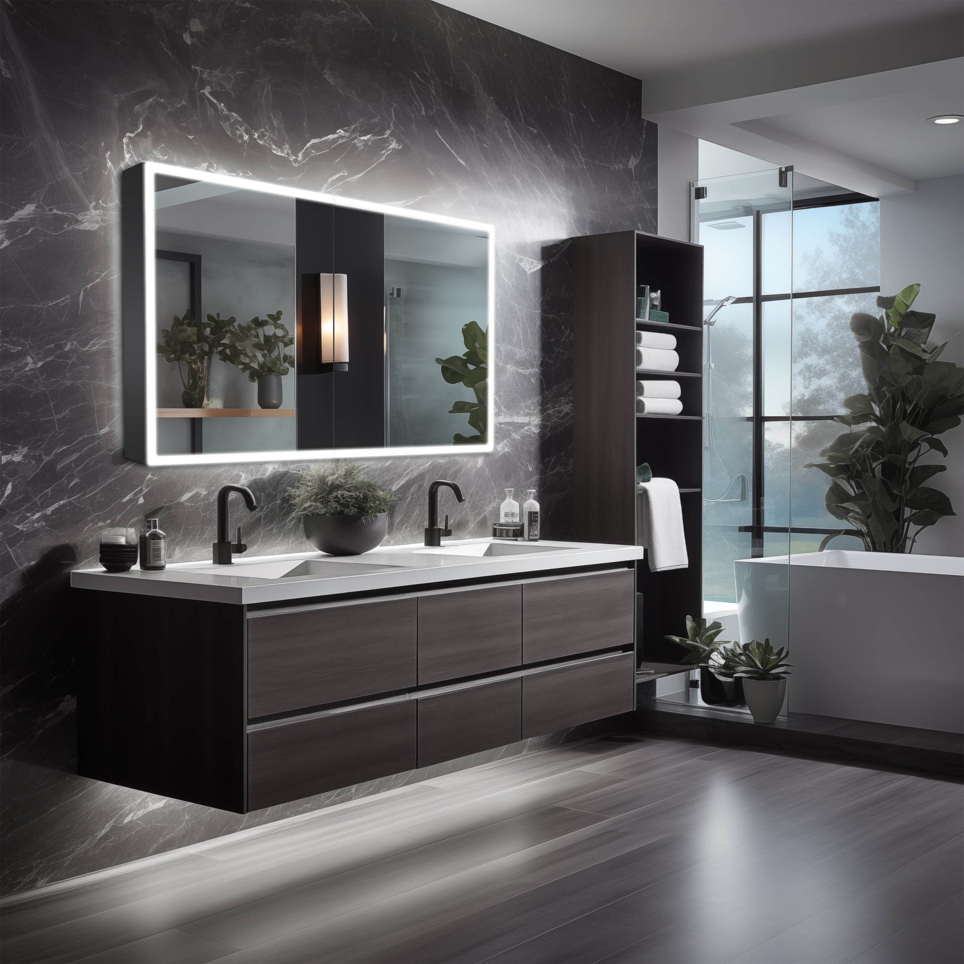 Dhalia LED Bathroom Medicine Cabinet with Defogger and Internal 3X Makeup Mirror - Available in 6 Sizes - Dreamwerks