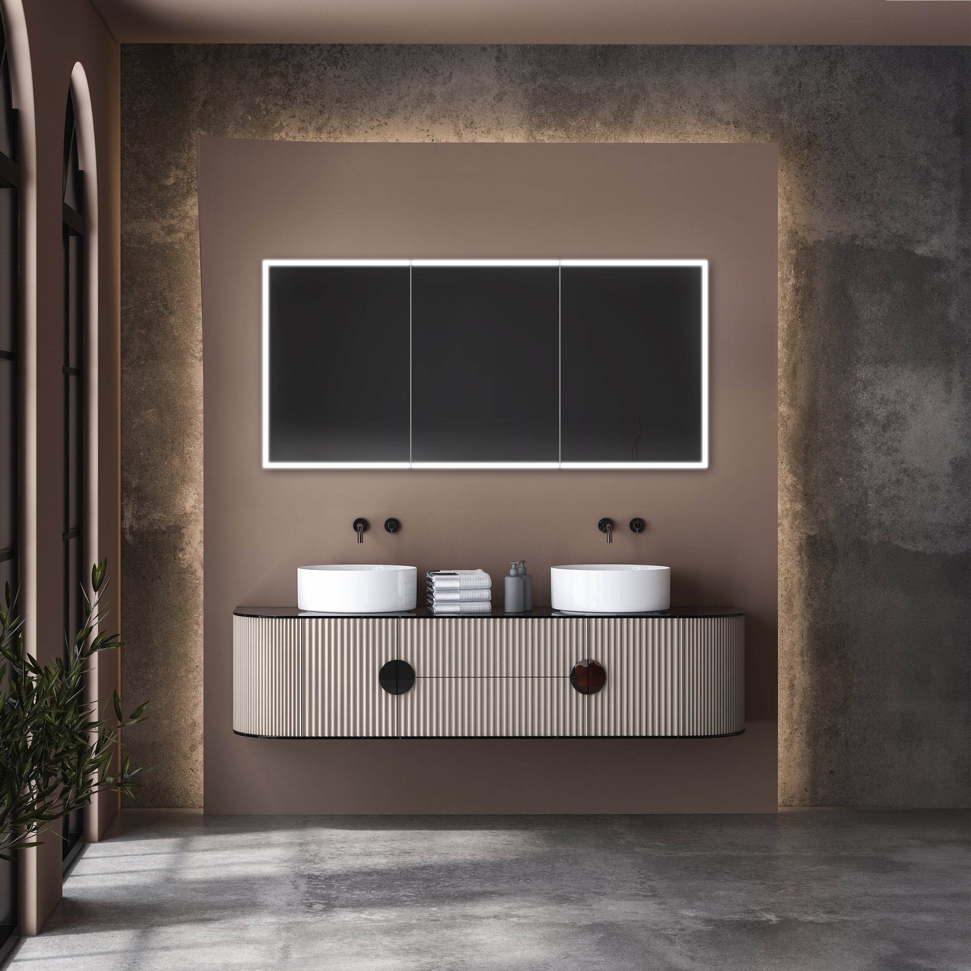 Dhalia LED Bathroom Medicine Cabinet with Defogger and Internal 3X Makeup Mirror - Available in 5 Sizes - Dreamwerks