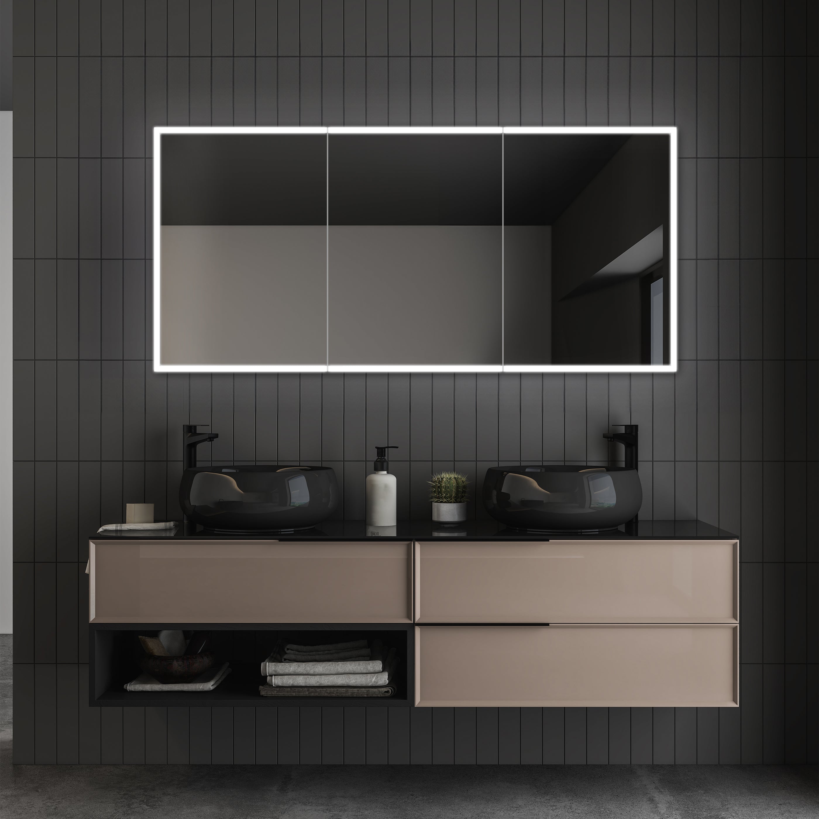 Dhalia LED Bathroom Medicine Cabinet with Defogger and Internal 3X Makeup Mirror - Available in 5 Sizes - Dreamwerks