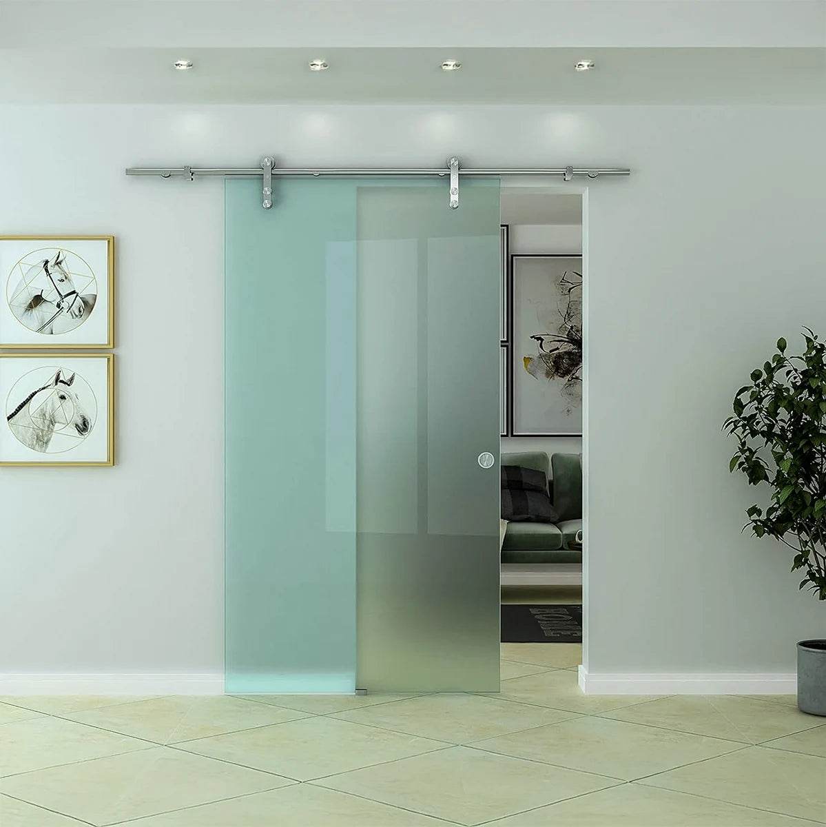 Dreamwerks 40 in. W X 79 in. H Sliding Glass Door with SS Pulley - Dreamwerks