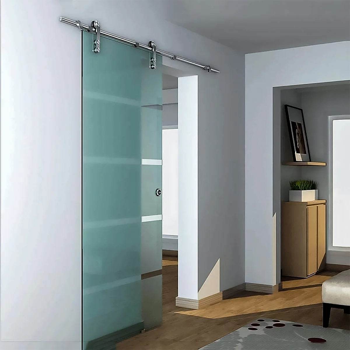 Dreamwerks 40 in. W X 79 in. H Sliding Glass Door with SS Pulley - Dreamwerks