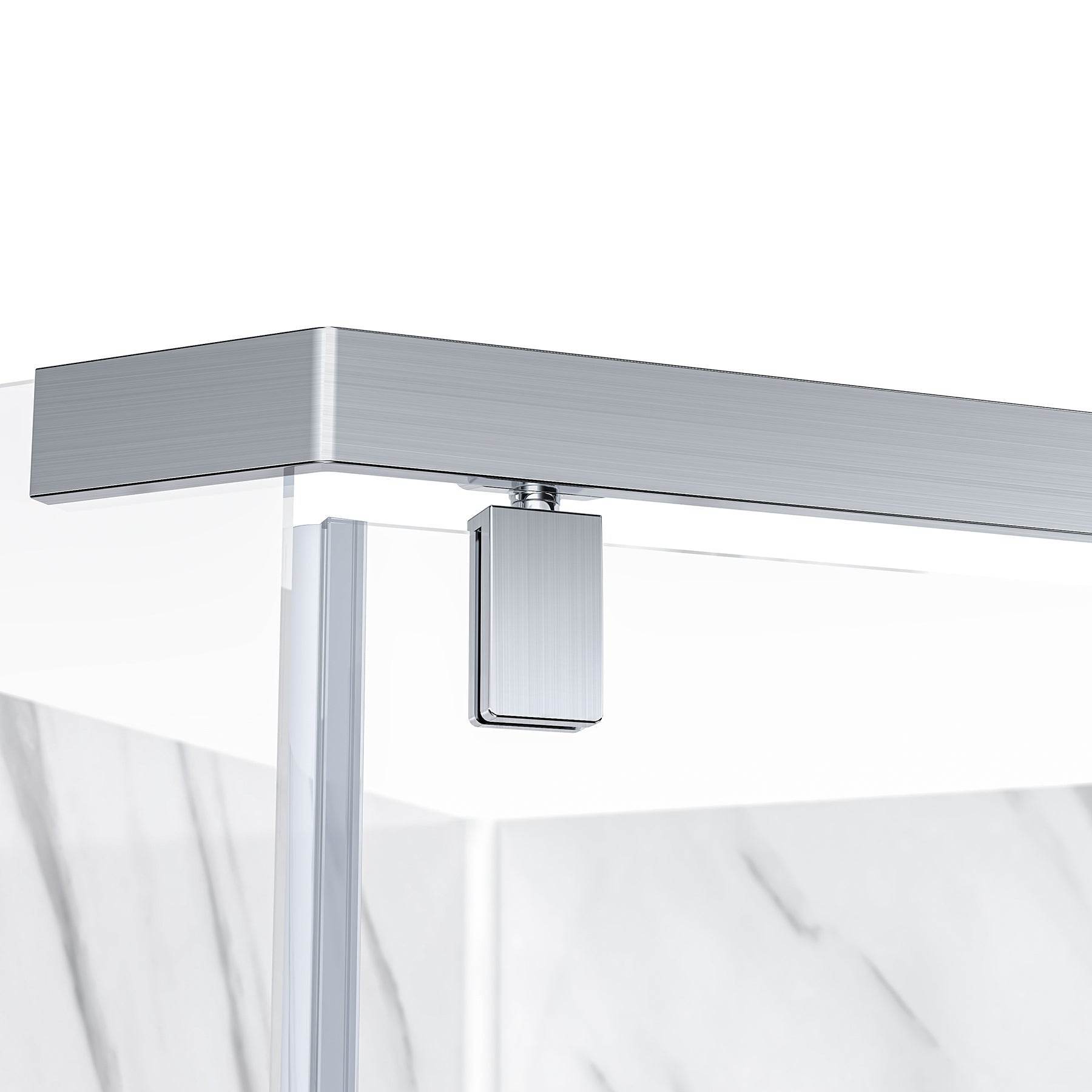 Capri 38 in. W x 38 in. D x 79 in. H Neo Angle Brushed Nickel Shower Kit - Dreamwerks