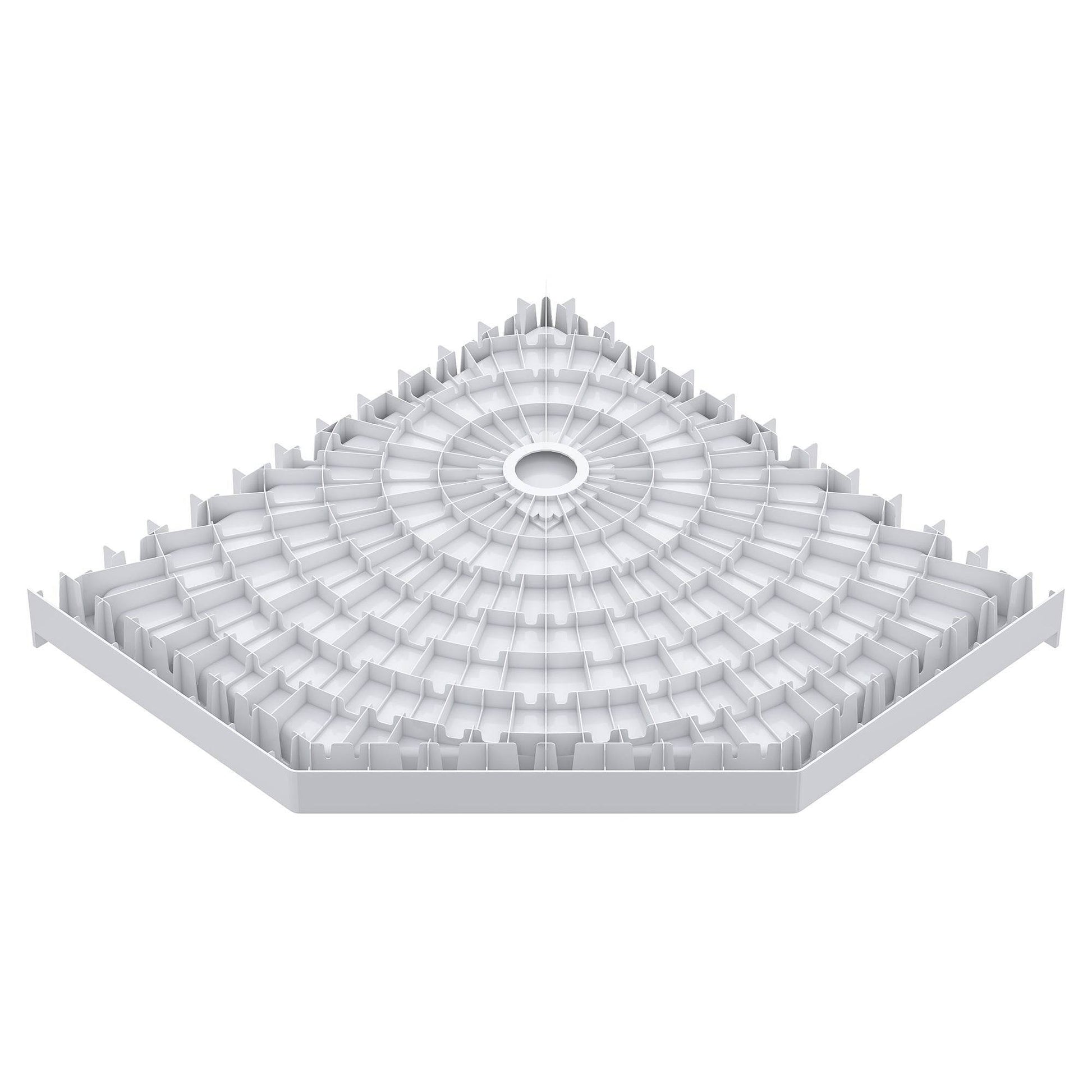 Neo Angle shower base under it on a white background.