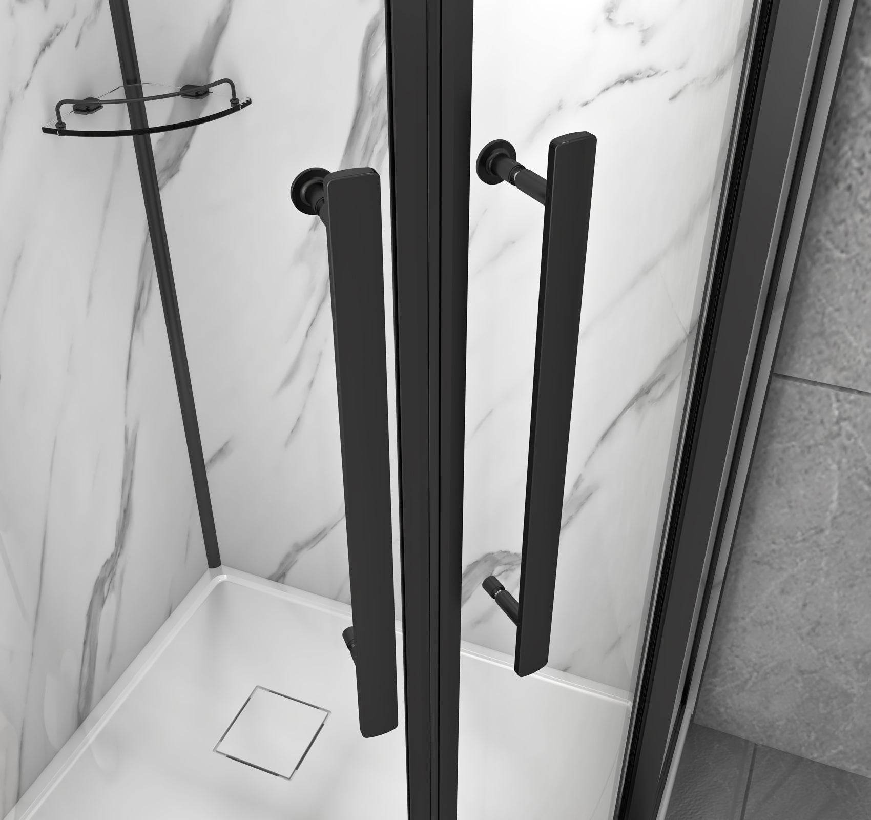 Monaco 36 in. W x 36 in. D x 75 in. H Round Black Shower Kit - Dreamwerks