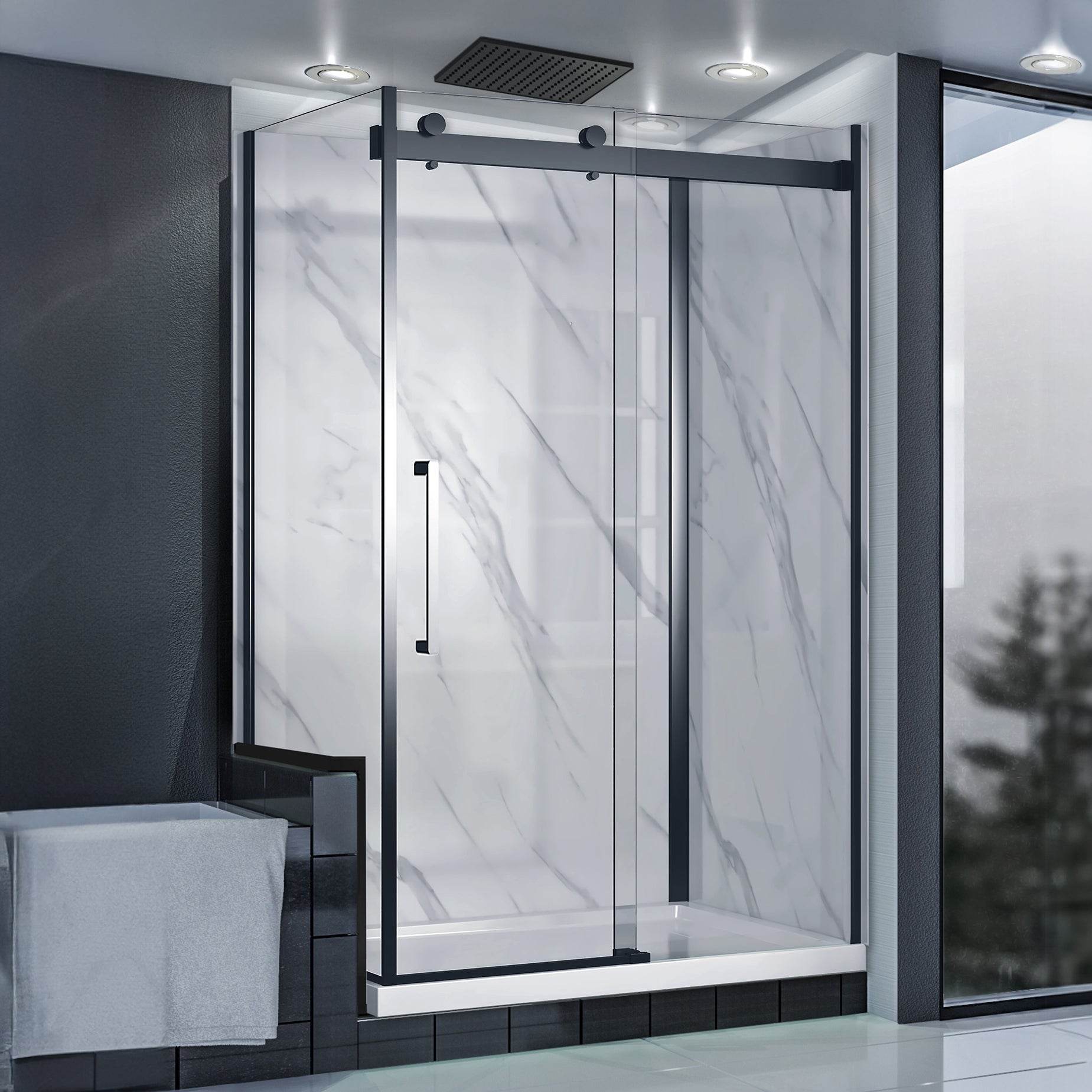 Bristol 48 in. W x 32 in. D x 79.2 in. H Rectangular Shower Kit in Black / Chrome / Brushed Nickel - Dreamwerks