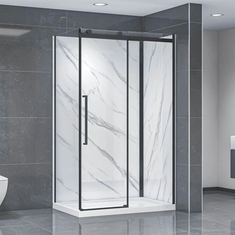 Dreamwerks - Shower Kit - Bristol 48 in. W x 32 in. D x 79.2 in. H Rectangular Shower Kit in Black / Chrome / Brushed Nickel - Black - DK118A