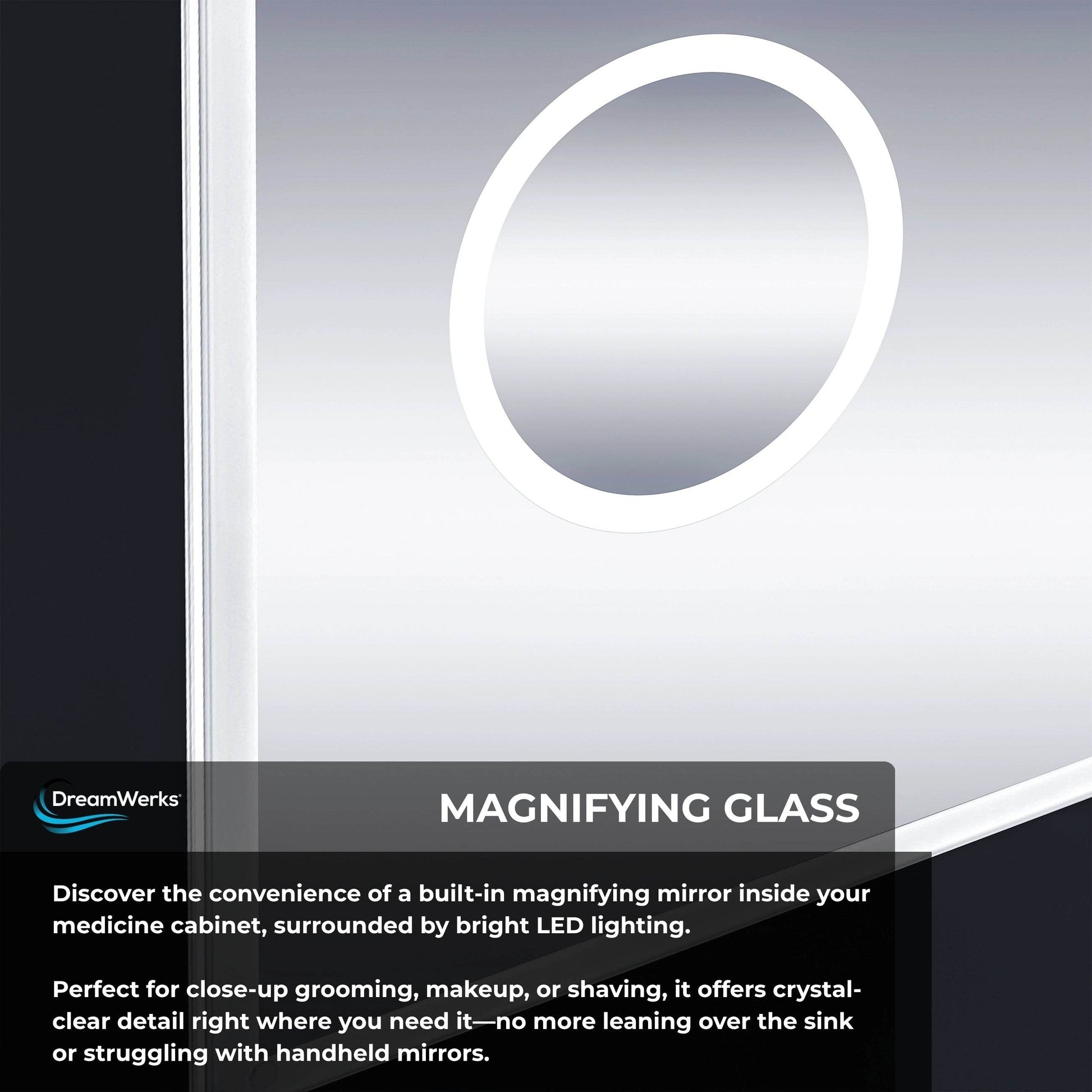 Dhalia LED Bathroom Medicine Cabinet with Defogger and Internal 3X Makeup Mirror - Available in 6 Sizes - Dreamwerks