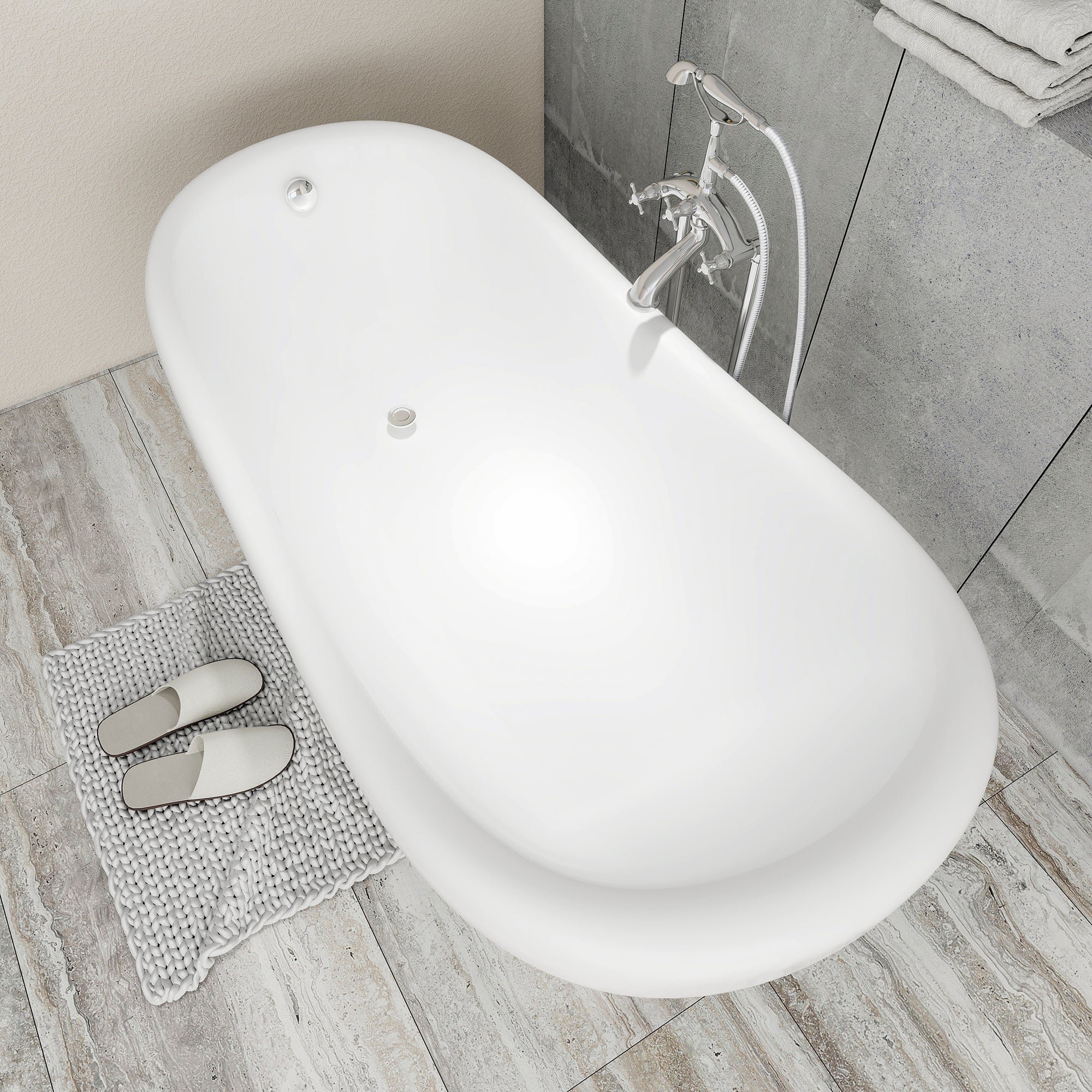 Dreamwerks 5.5 ft. Acrylic Claw Foot Oval Tub
