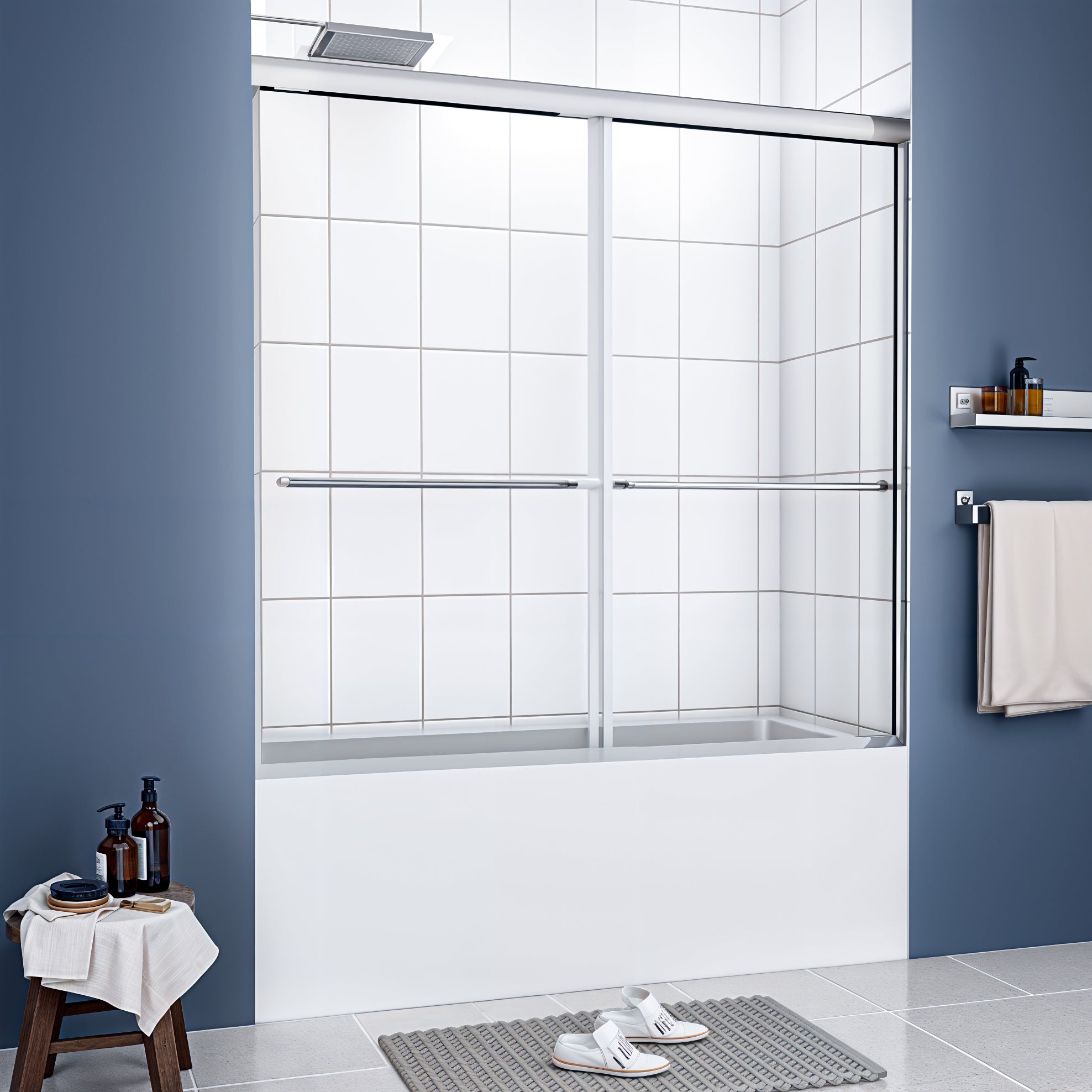 Dreamwerks 60 in. W x 60 in. H Bypass Double Sliding Tub Shower Door in Chrome