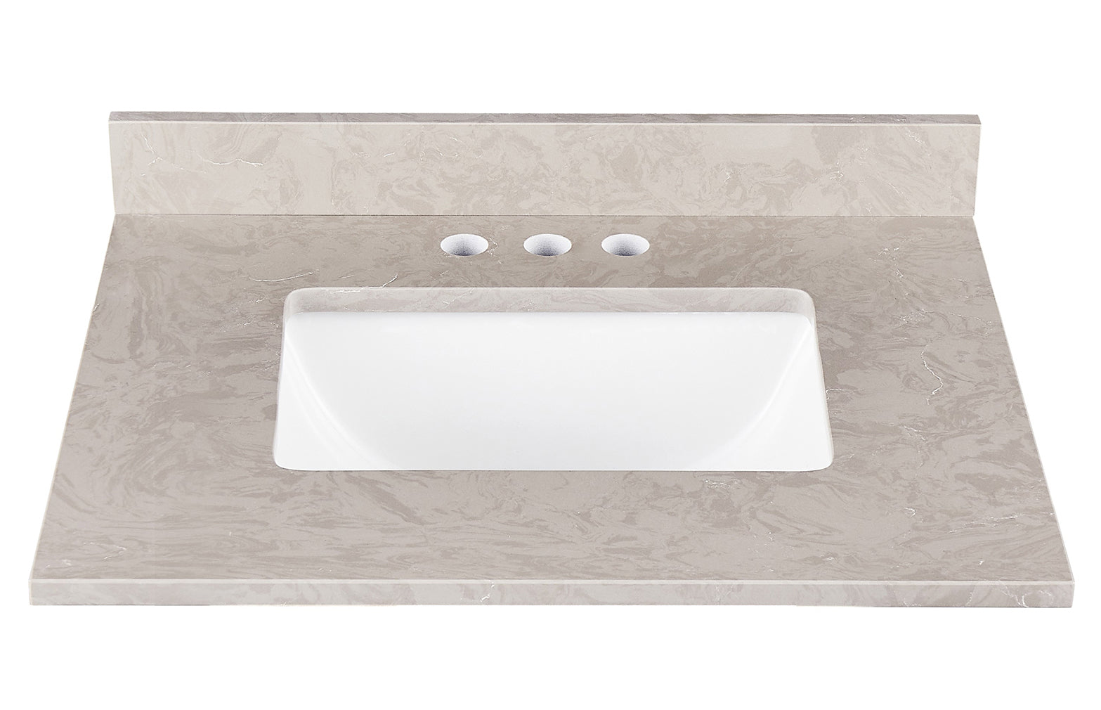 Amalfi 25"W x 22"D Ascot White Engineered Marble Vanity Top with Rectangular Undermount Bowl