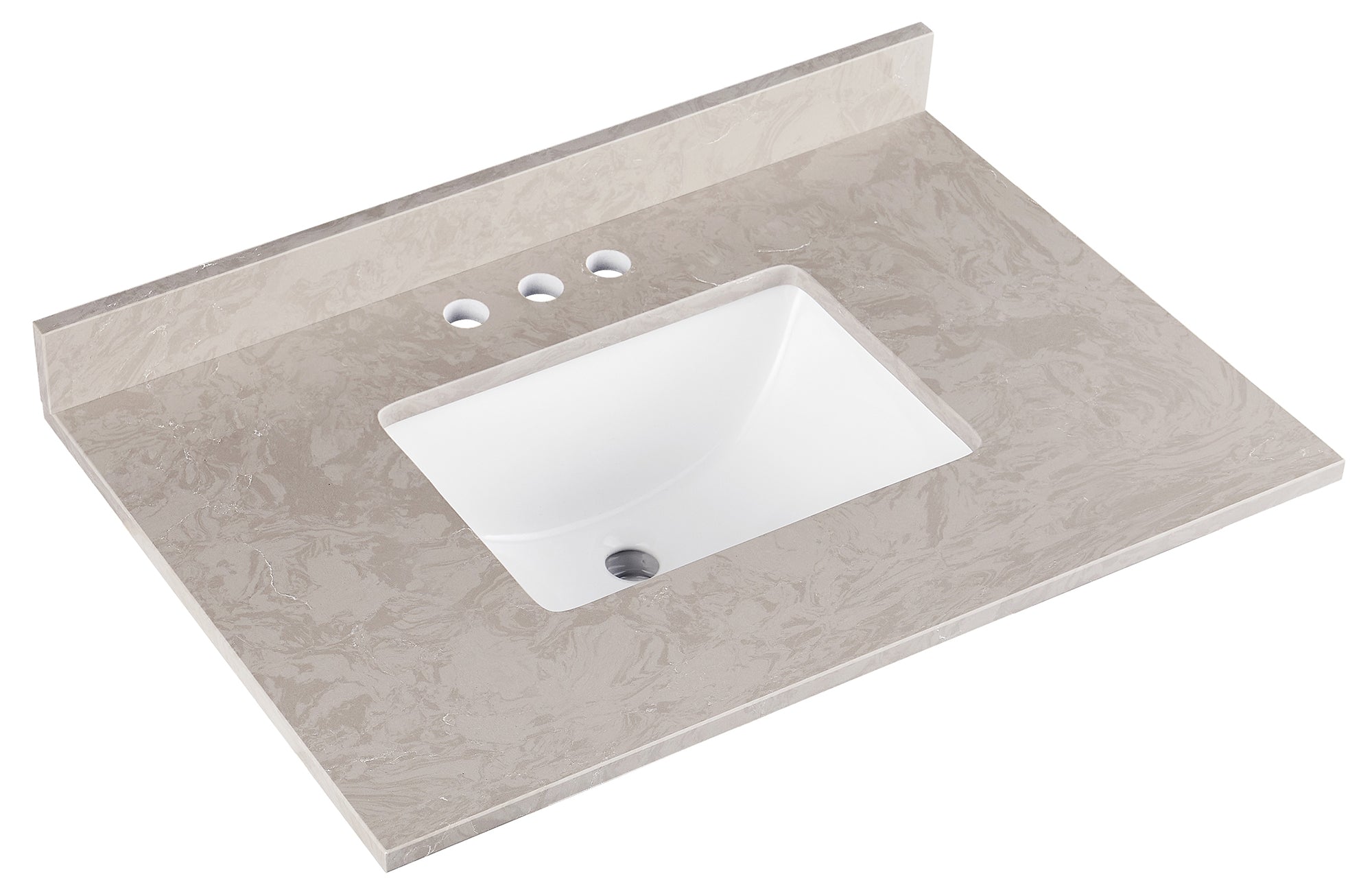 Amalfi 31"W x 22"D Ascot White Engineered Marble Vanity Top with Rectangular Undermount Bowl