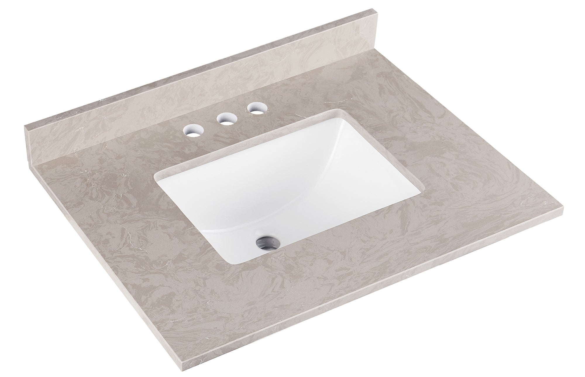 Amalfi 25"W x 22"D Ascot White Engineered Marble Vanity Top with Rectangular Undermount Bowl