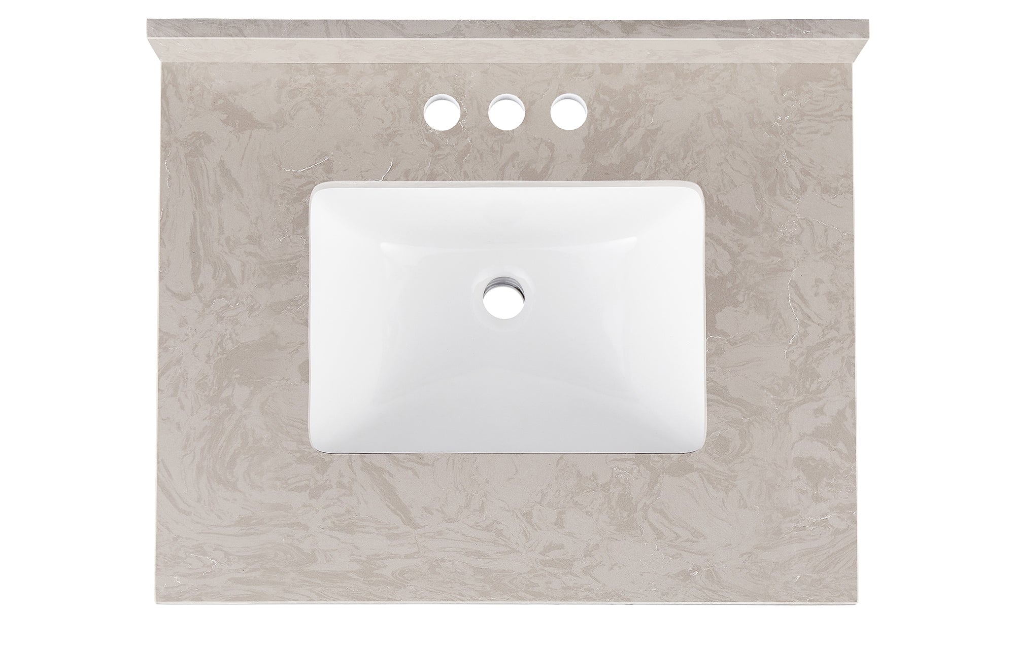 Amalfi 25"W x 22"D Ascot White Engineered Marble Vanity Top with Rectangular Undermount Bowl