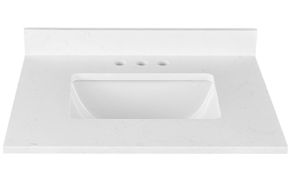 Dreamwerks - Vanity Top - Amalfi 25" x 22" Engineered Marble Vanity Top with Undermount Sinks - Ascot White - 2522EM-012