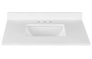 Encimera de tocador de mármol blanco Ascot de 31" de ancho x 22" de profundidad con lavabo rectangular bajo encimera