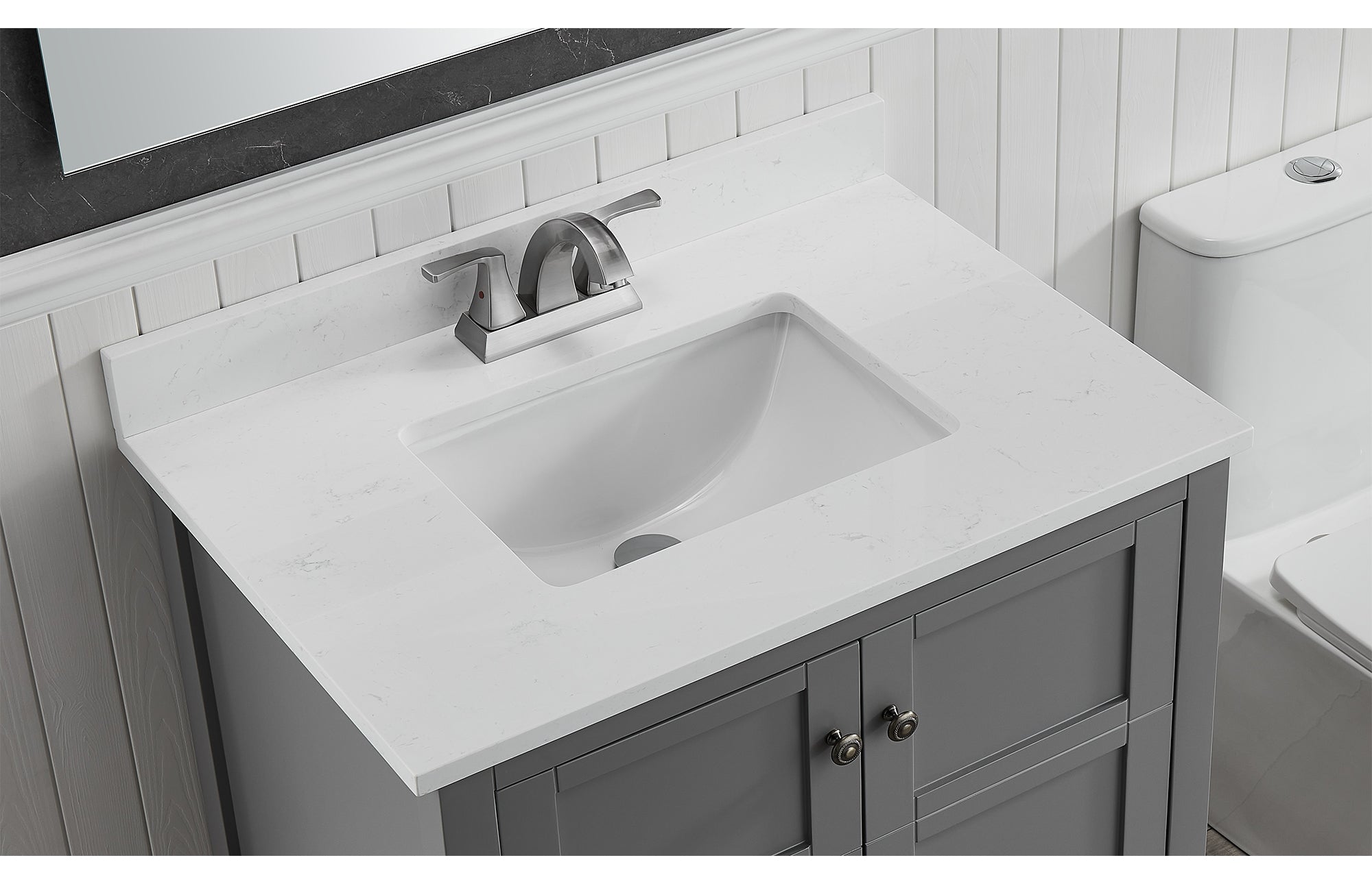 Amalfi 31"W x 22"D Ascot White Engineered Marble Vanity Top with Rectangular Undermount Bowl