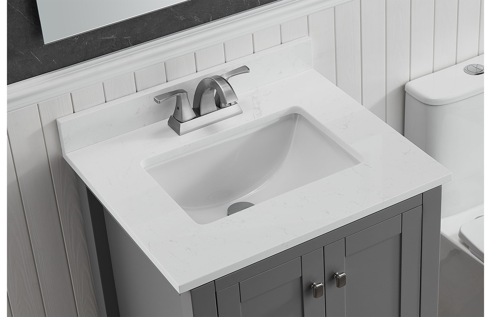 Amalfi 25"W x 22"D Ascot White Engineered Marble Vanity Top with Rectangular Undermount Bowl