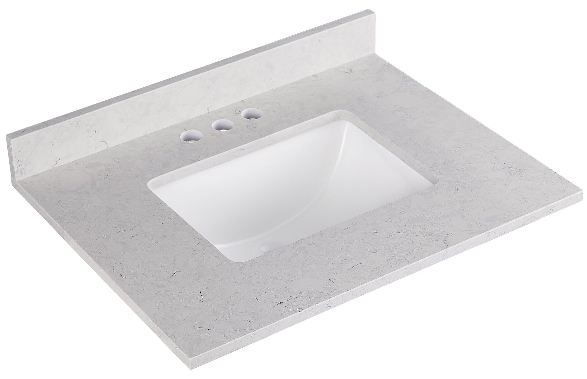 Amalfi 25"W x 22"D Ascot White Engineered Marble Vanity Top with Rectangular Undermount Bowl