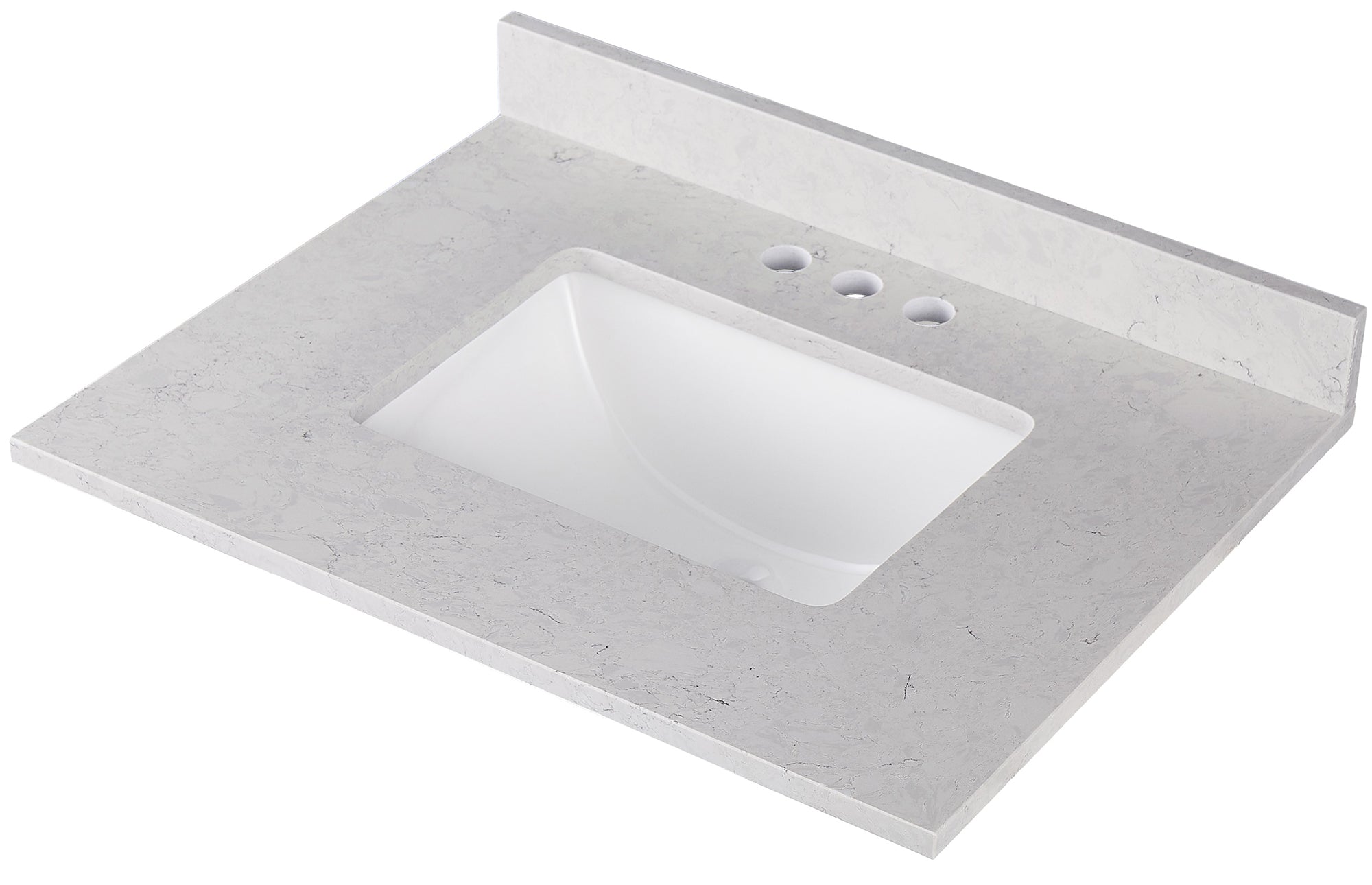 Amalfi 25"W x 22"D Ascot White Engineered Marble Vanity Top with Rectangular Undermount Bowl