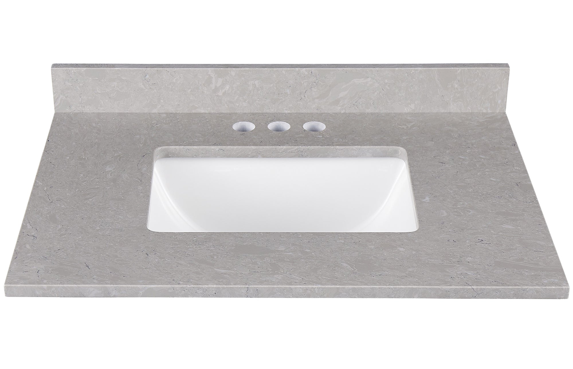 Amalfi 25"W x 22"D Ascot White Engineered Marble Vanity Top with Rectangular Undermount Bowl