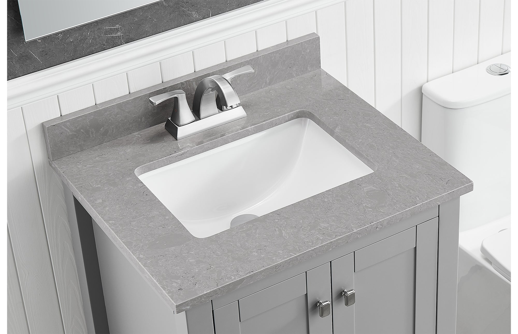 Amalfi 25"W x 22"D Ascot White Engineered Marble Vanity Top with Rectangular Undermount Bowl