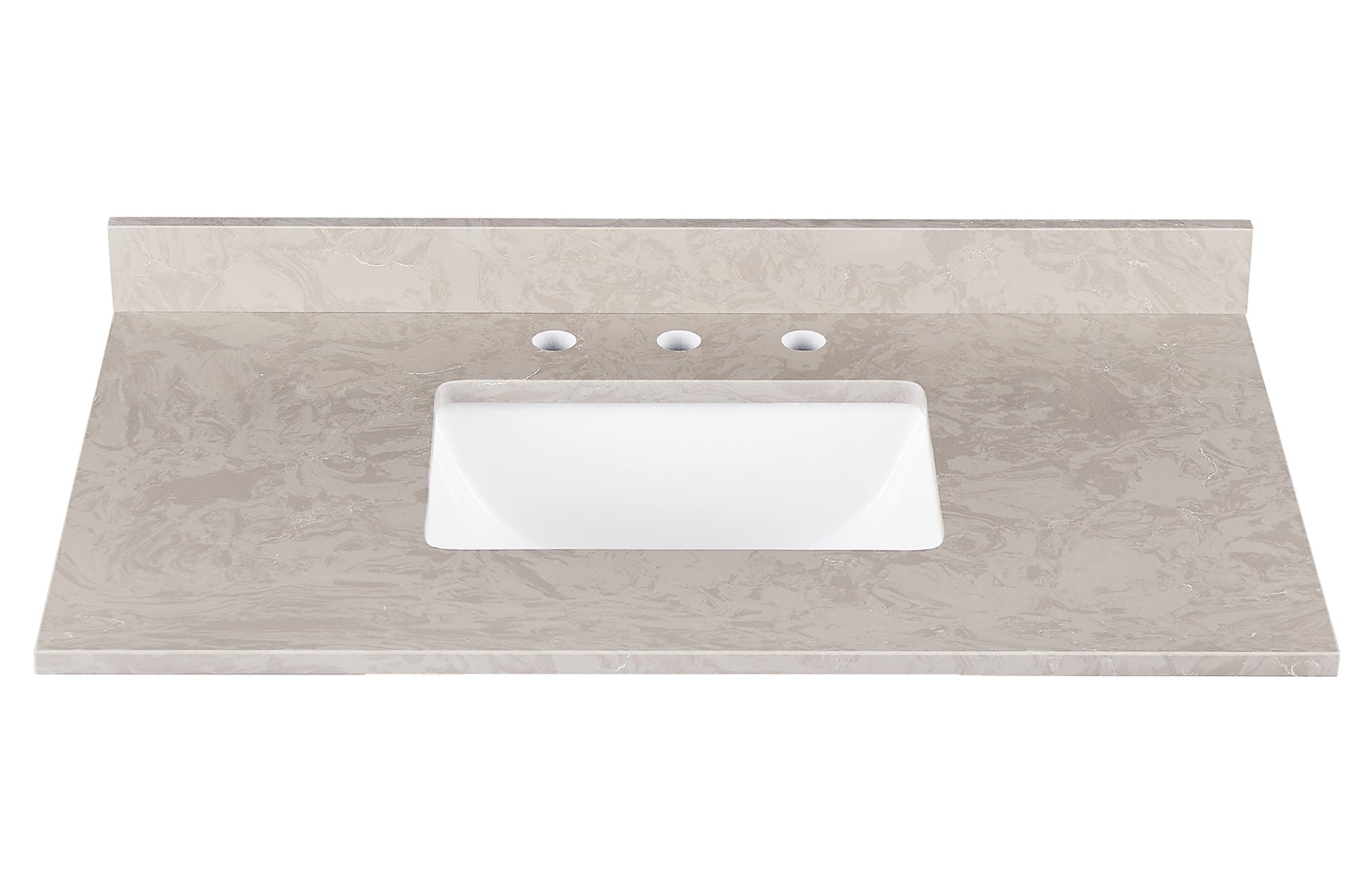 Amalfi 37"W x 22"D Ascot White Engineered Marble Vanity Top with Rectangular Undermount Bowl