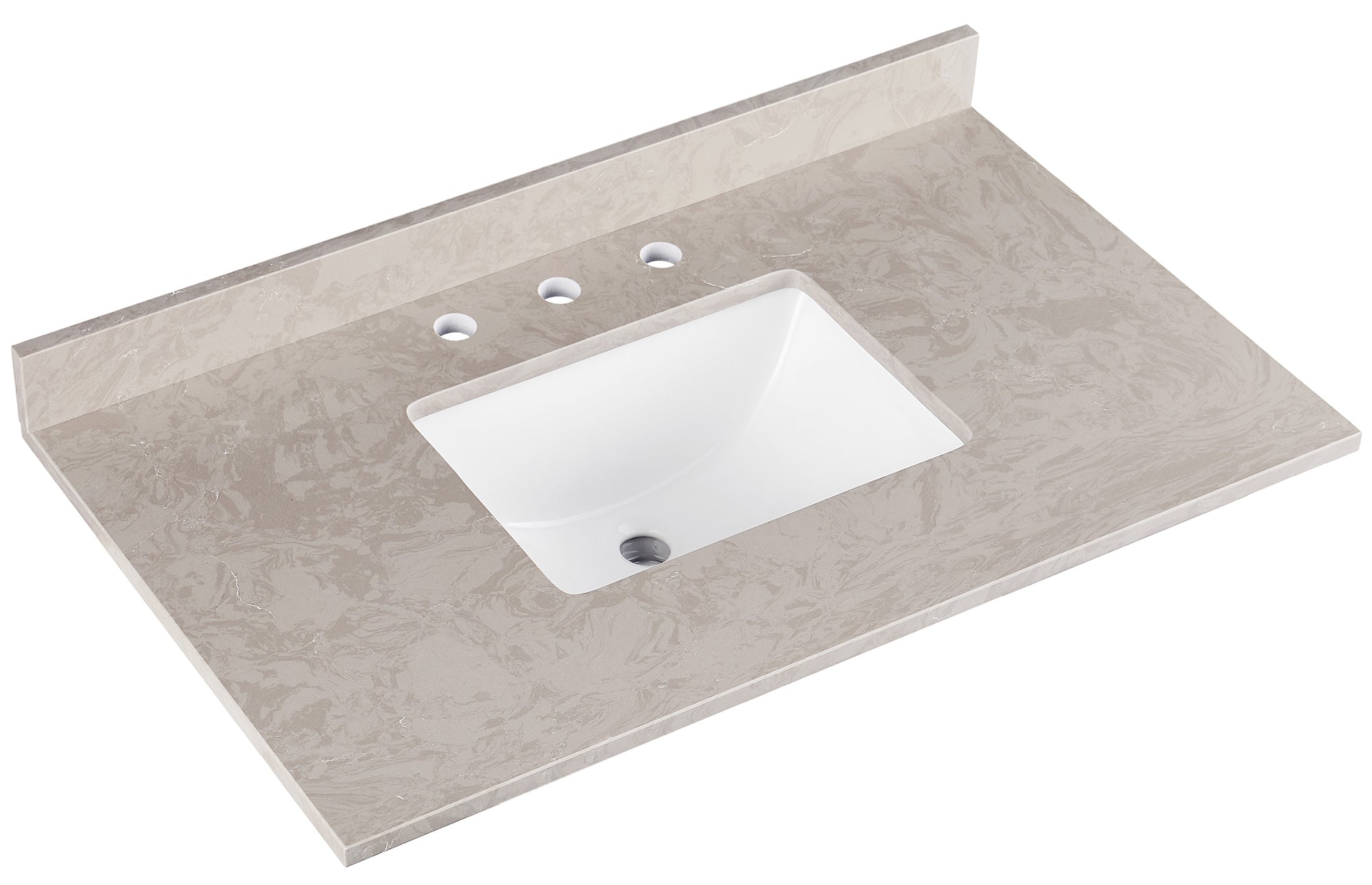 Amalfi 37"W x 22"D Ascot White Engineered Marble Vanity Top with Rectangular Undermount Bowl