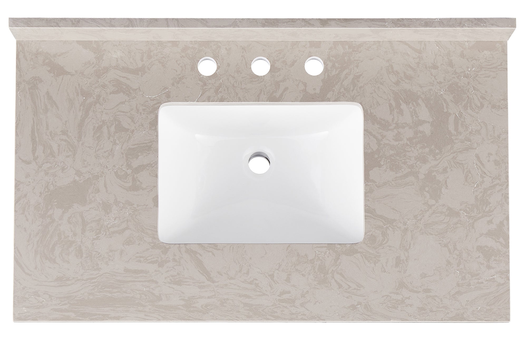 Amalfi 37"W x 22"D Ascot White Engineered Marble Vanity Top with Rectangular Undermount Bowl