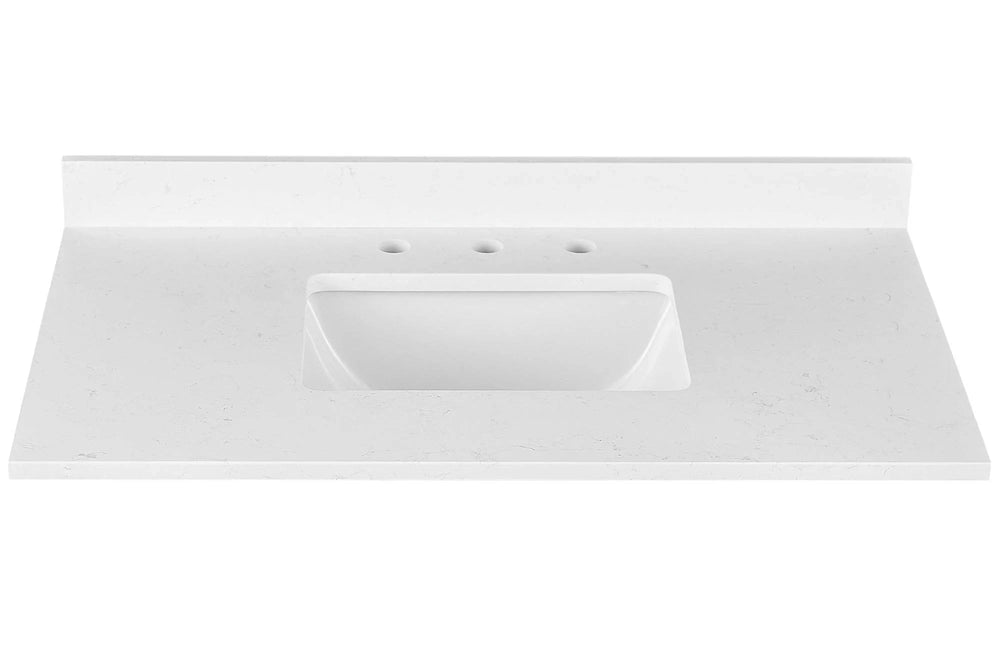 Dreamwerks - Vanity Top - Amalfi 37" x 22" Engineered Marble Vanity Top with Undermount Sinks - Ascot White - 3722EM-012