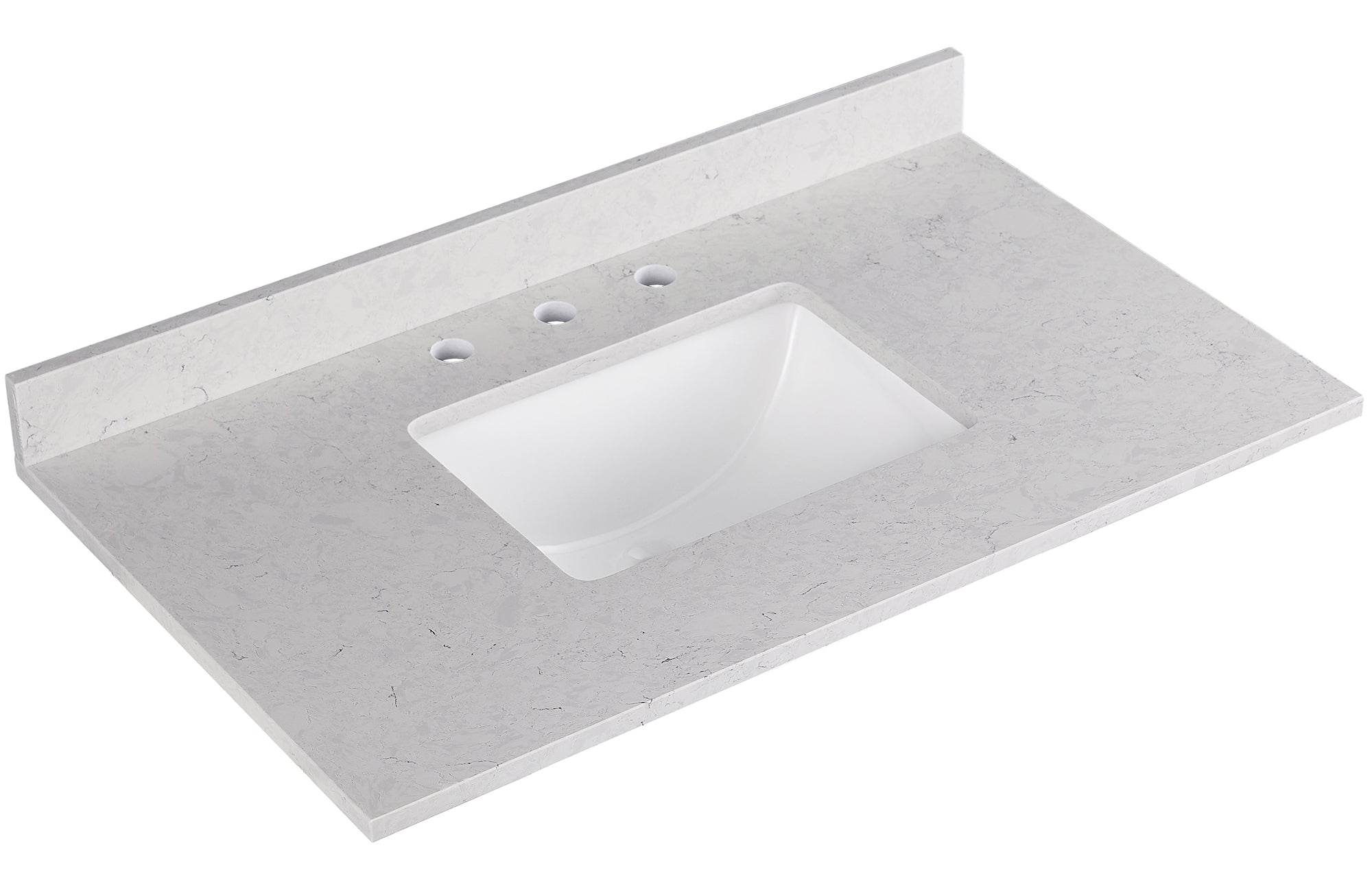 Amalfi 37"W x 22"D Ascot White Engineered Marble Vanity Top with Rectangular Undermount Bowl