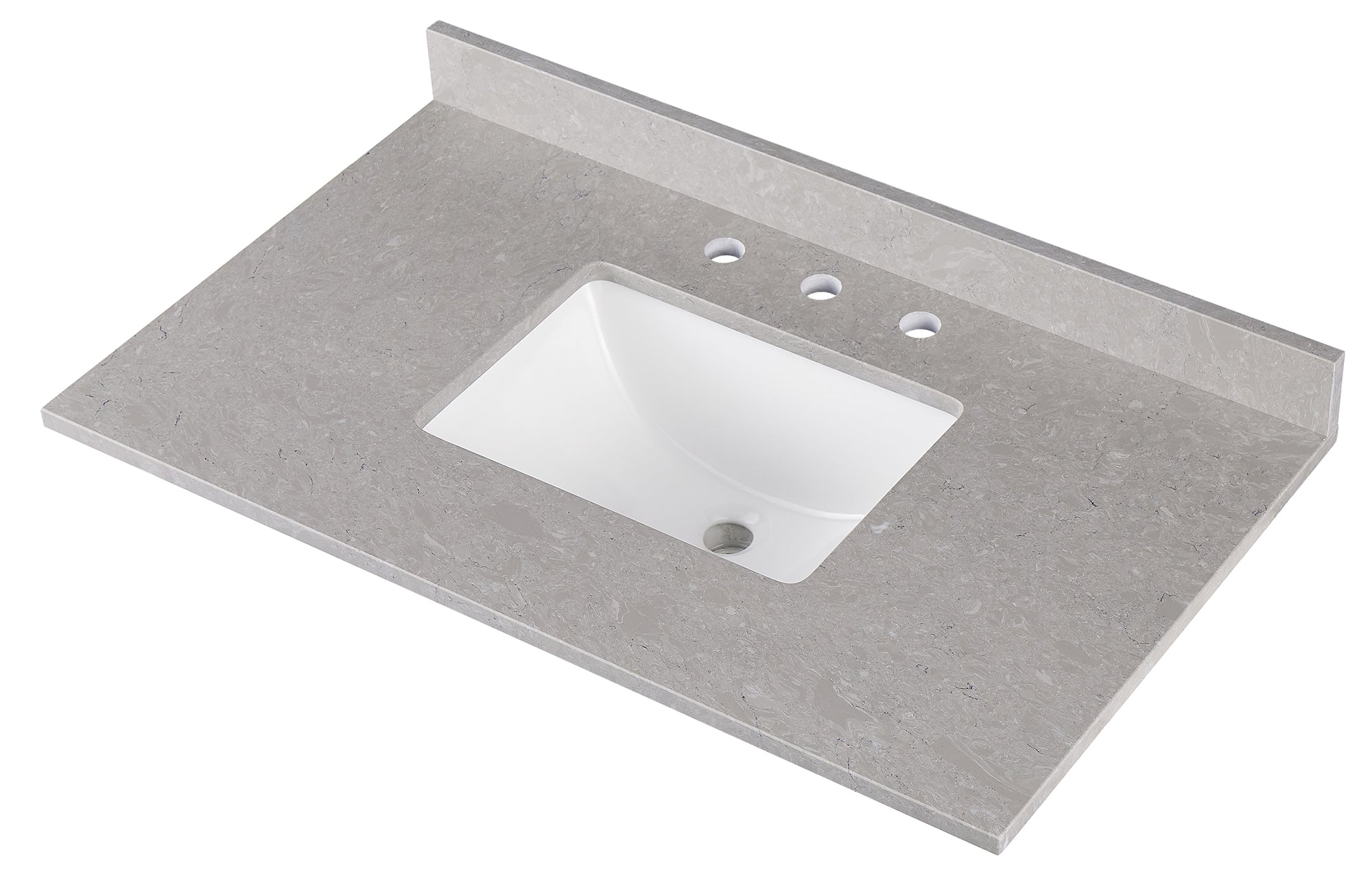 Amalfi 37"W x 22"D Ascot White Engineered Marble Vanity Top with Rectangular Undermount Bowl