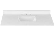 Encimera de tocador de mármol blanco Ascot de 49" de ancho x 22" de profundidad con lavabo rectangular bajo encimera