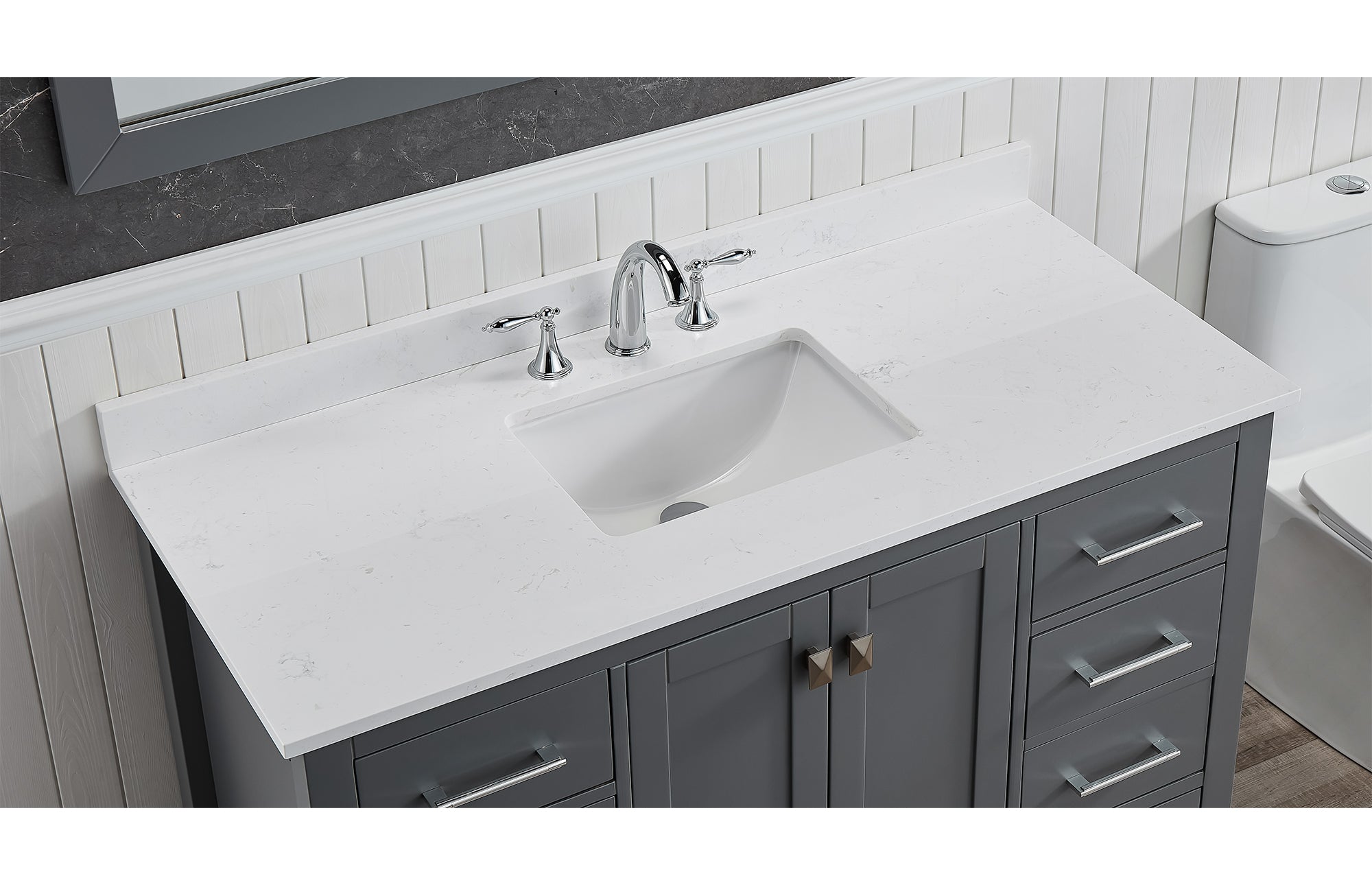 Amalfi 49"W x 22"D Ascot White Engineered Marble Vanity Top with Rectangular Undermount Bowl