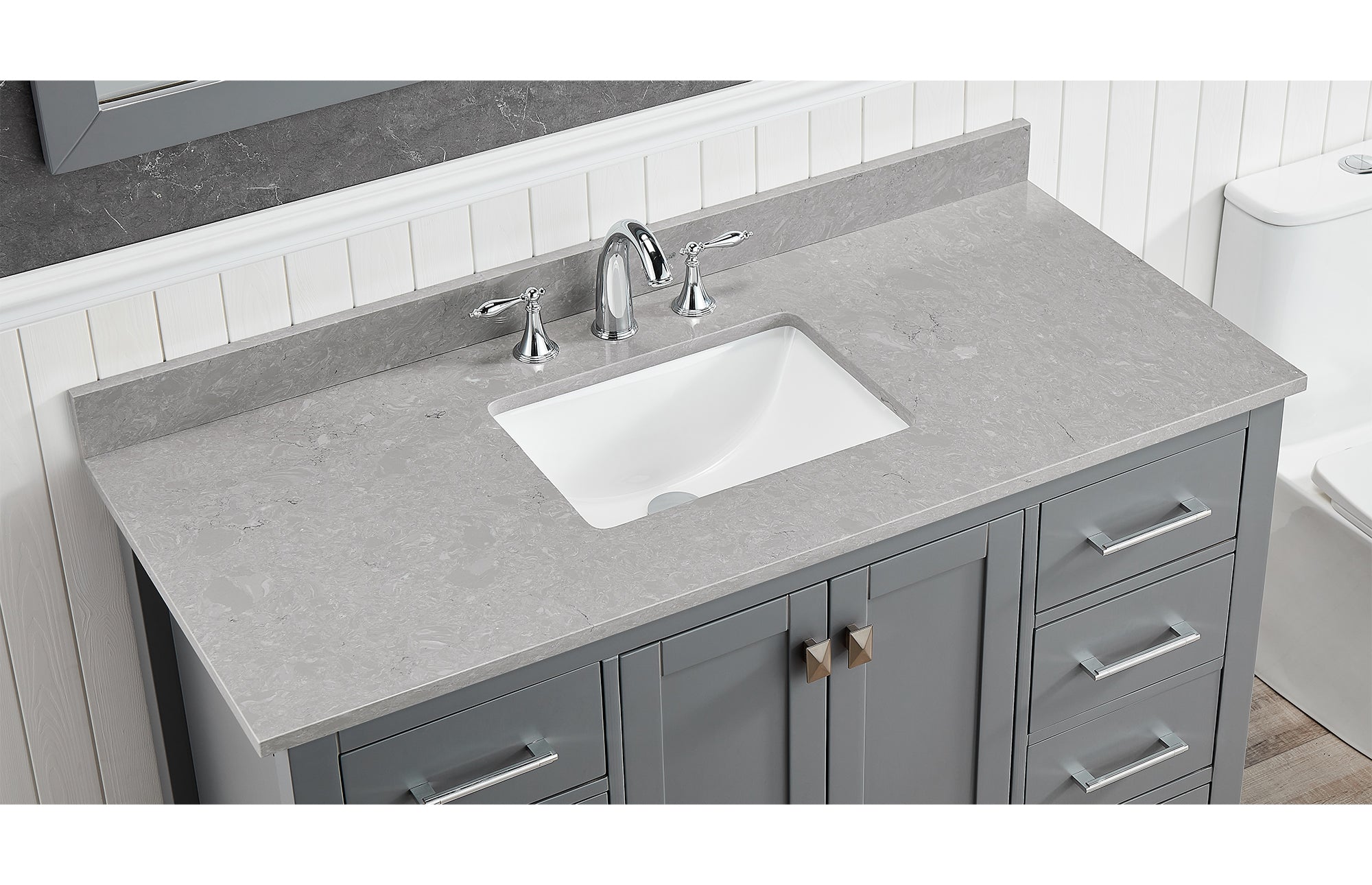 Amalfi 49"W x 22"D Ascot White Engineered Marble Vanity Top with Rectangular Undermount Bowl