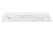 Encimera de tocador de mármol blanco Ascot de 49" de ancho x 22" de profundidad con lavabo rectangular bajo encimera