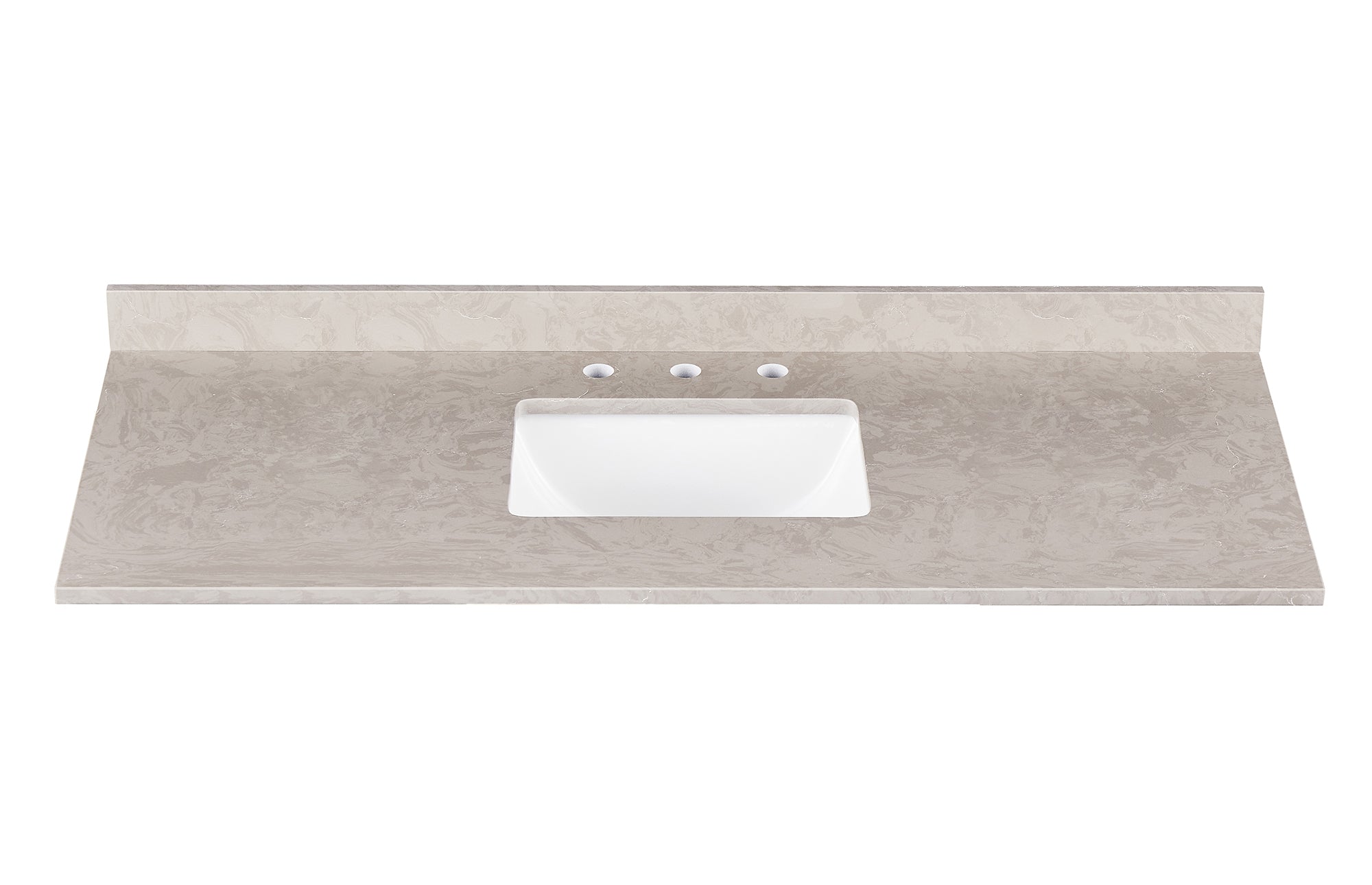 Amalfi 61"W x 22"D Ascot White Engineered Marble Vanity Top with Rectangular Undermount Bowl