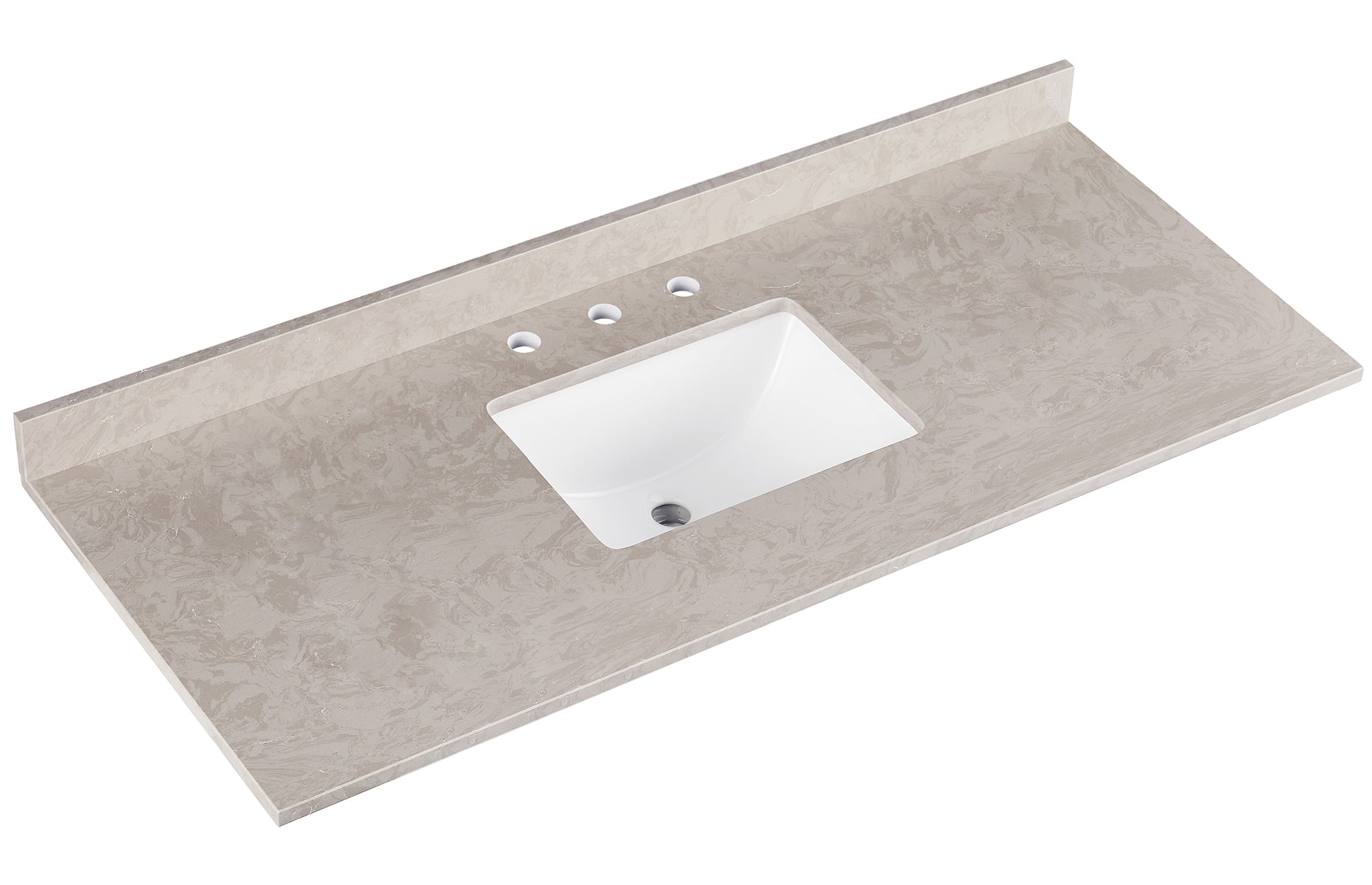 Amalfi 61"W x 22"D Ascot White Engineered Marble Vanity Top with Rectangular Undermount Bowl