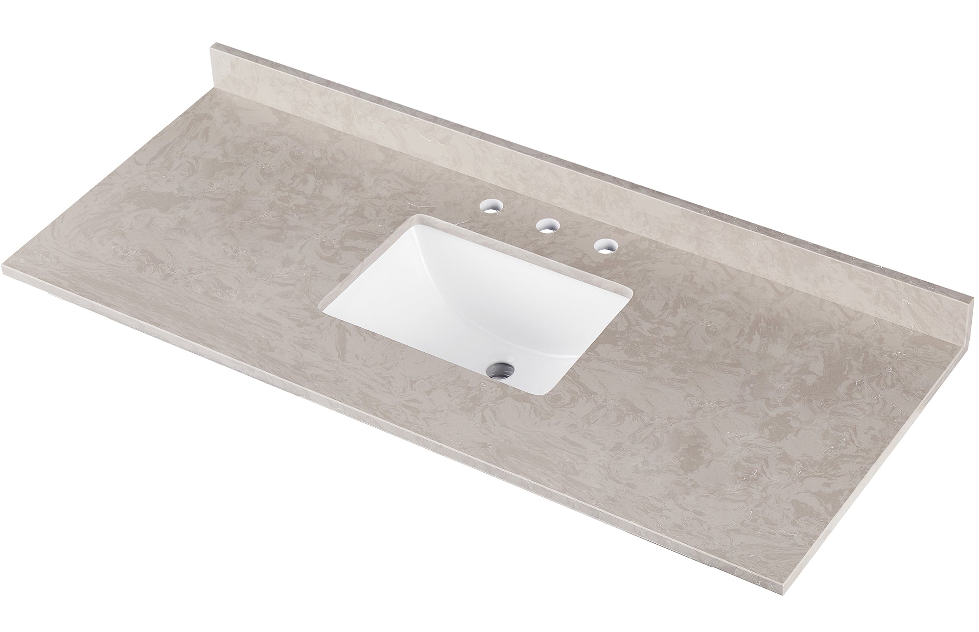 Amalfi 61"W x 22"D Ascot White Engineered Marble Vanity Top with Rectangular Undermount Bowl