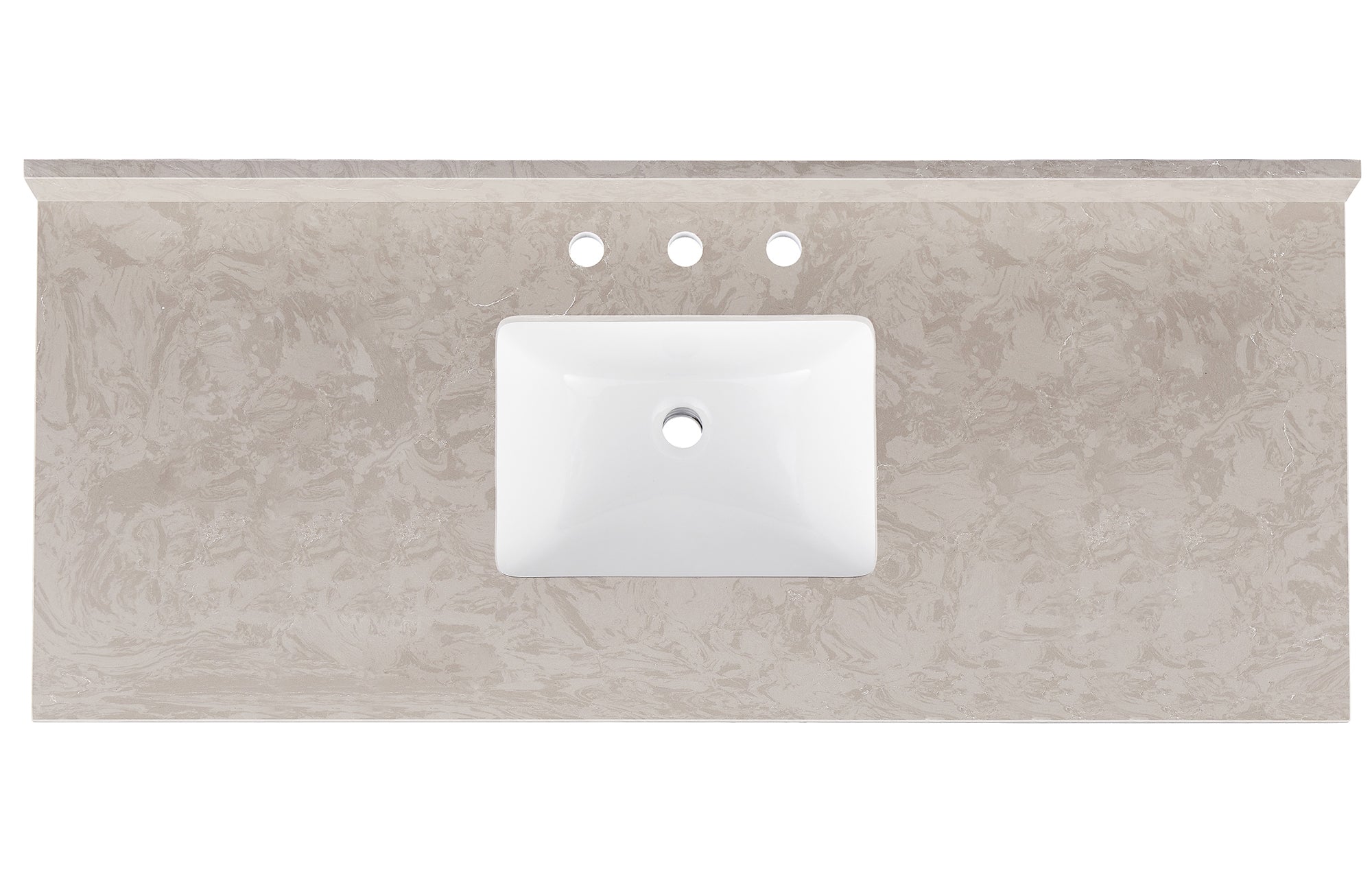 Amalfi 61"W x 22"D Ascot White Engineered Marble Vanity Top with Rectangular Undermount Bowl