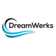 DreamWerks logo with blue and black design on a white background