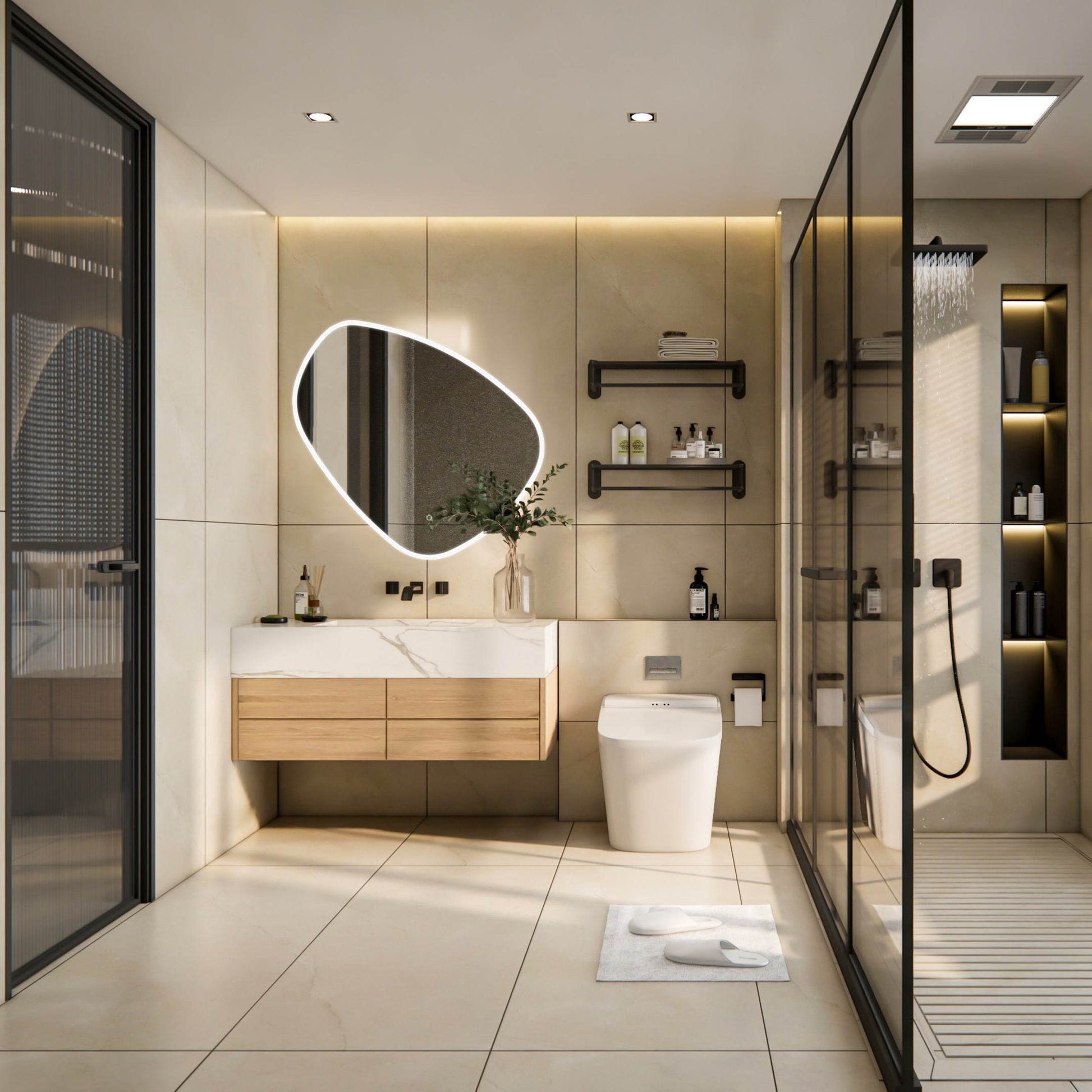 Eva Irregular Shaped LED Lighted Mirror with Dimmer & Defogger - Available in 2 Sizes - Dreamwerks