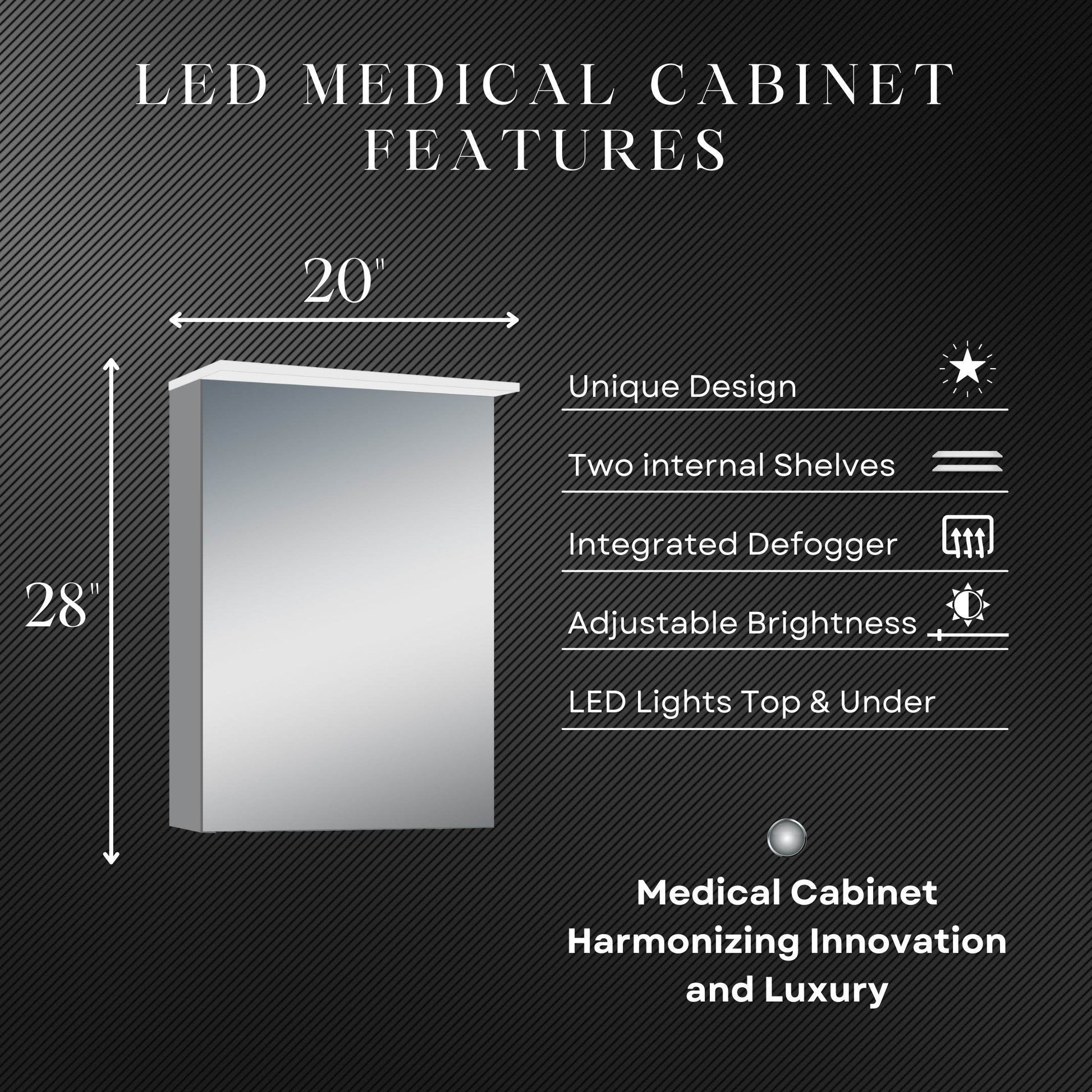 Garet 20"x28" LED Medicine Cabinet with Dimmable Lighting and Modern Bathroom Storage