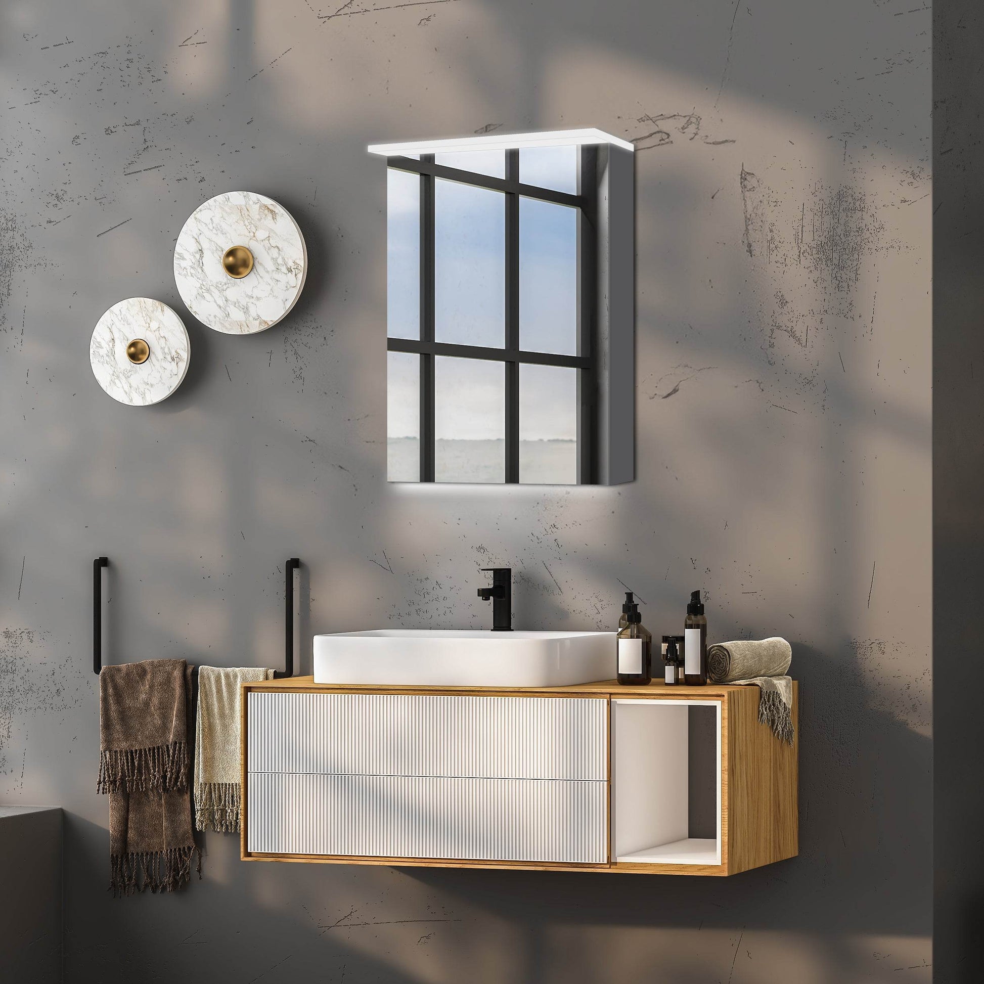 Garet 20"x28" LED Medicine Cabinet with Dimmable Lighting and Modern Bathroom Storage