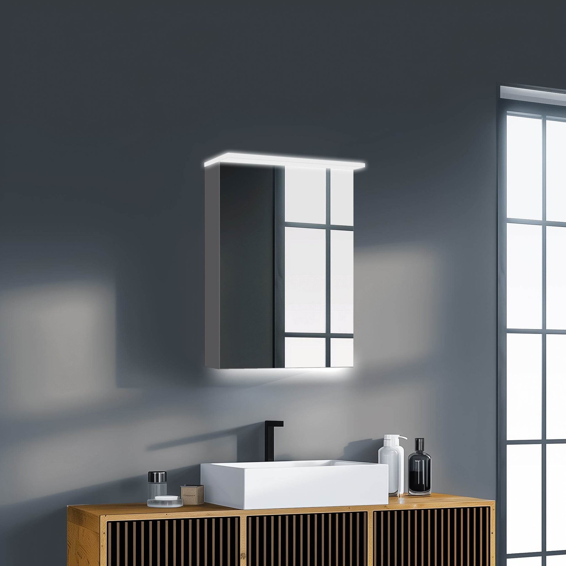 Garet 20"x28" LED Medicine Cabinet with Dimmable Lighting and Modern Bathroom Storage