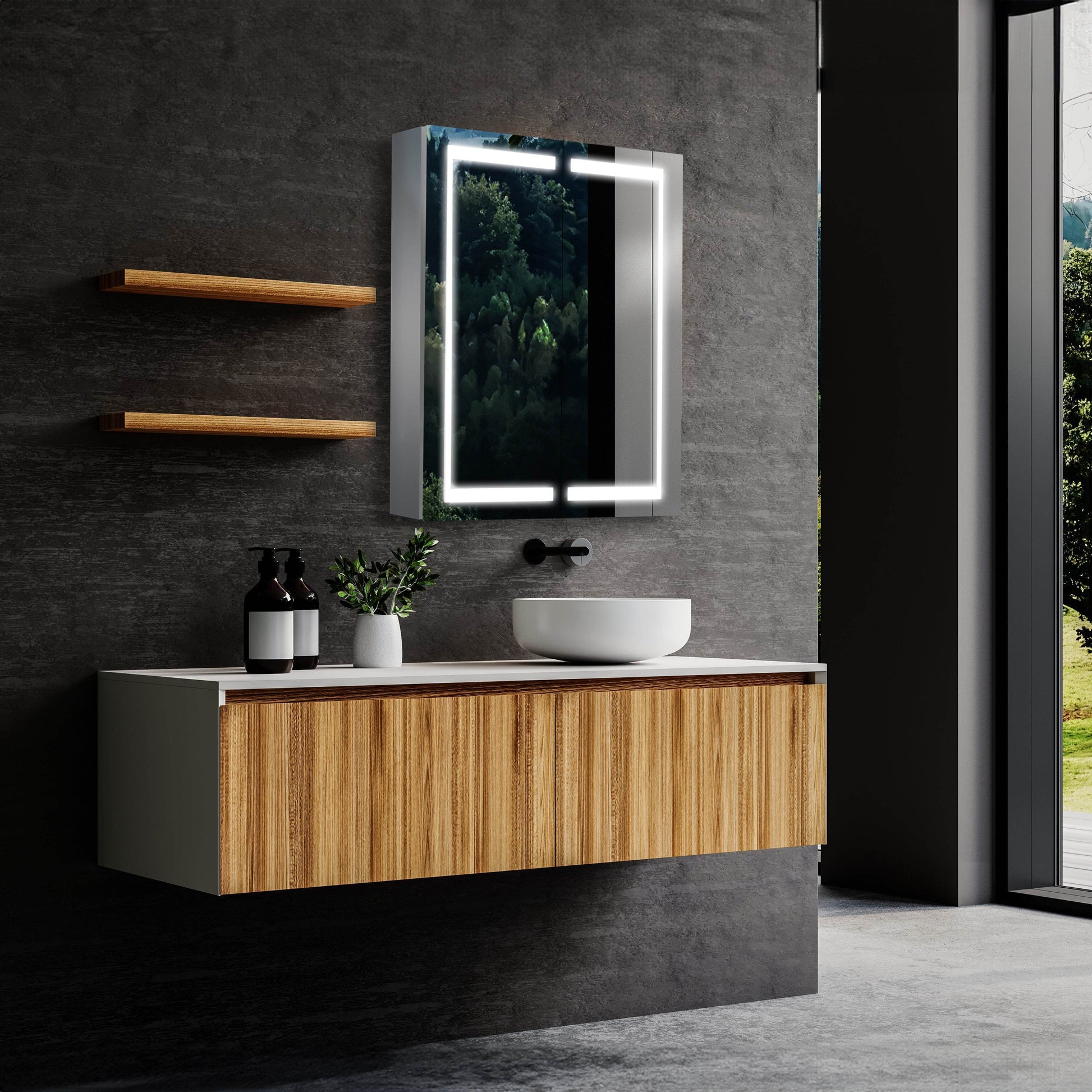 Glenn 24"x32" LED Medicine Cabinet with Dimmable Lighting & Luxury Bathroom Storage