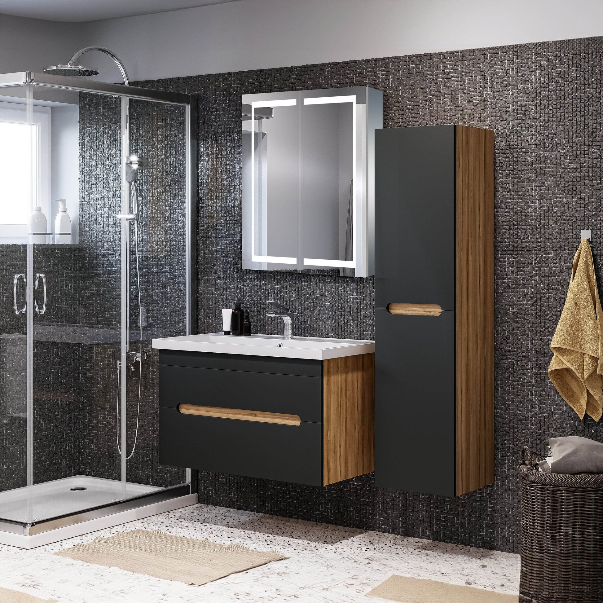 Glenn 24"x32" LED Medicine Cabinet with Dimmable Lighting & Luxury Bathroom Storage