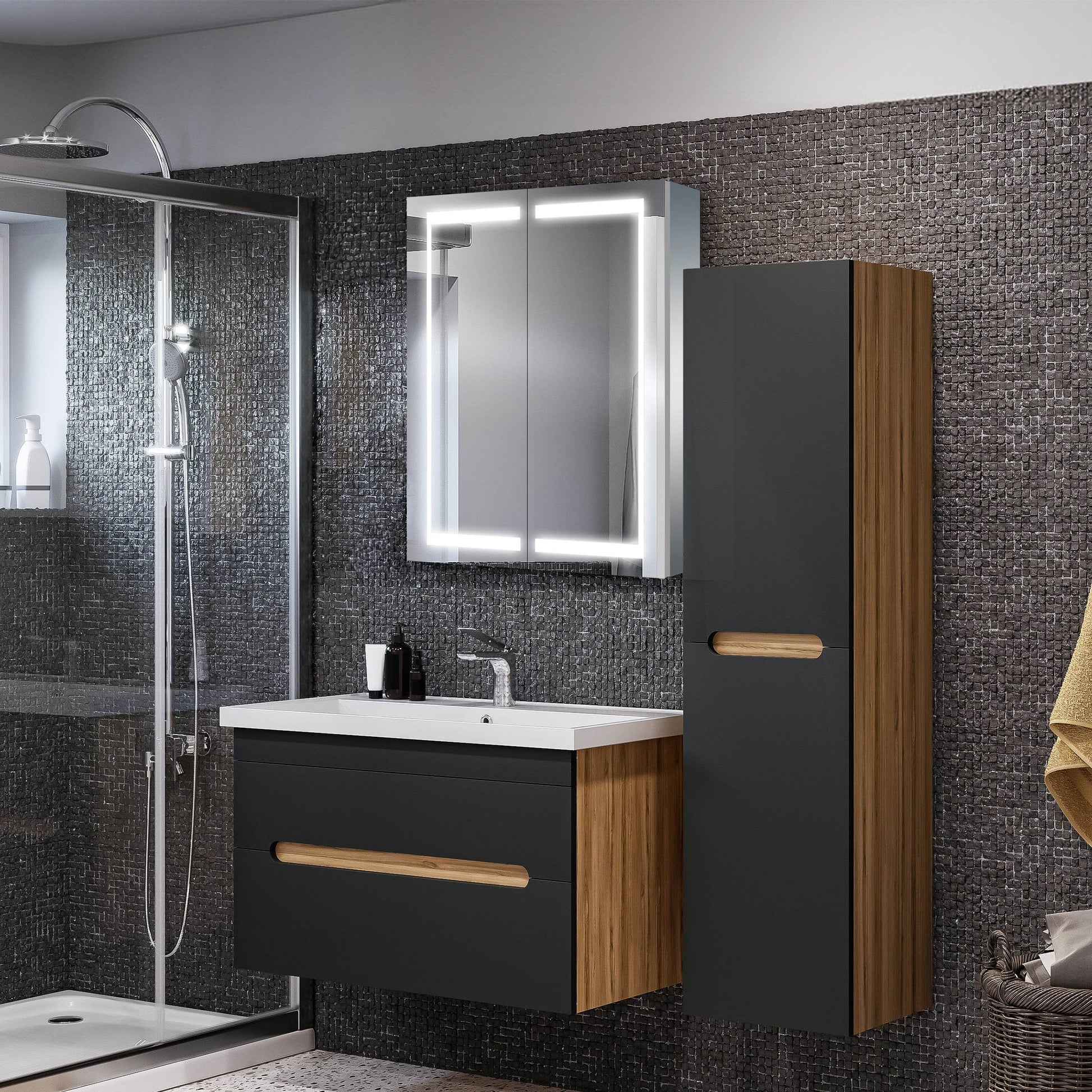 Glenn 24"x32" LED Medicine Cabinet with Dimmable Lighting & Luxury Bathroom Storage