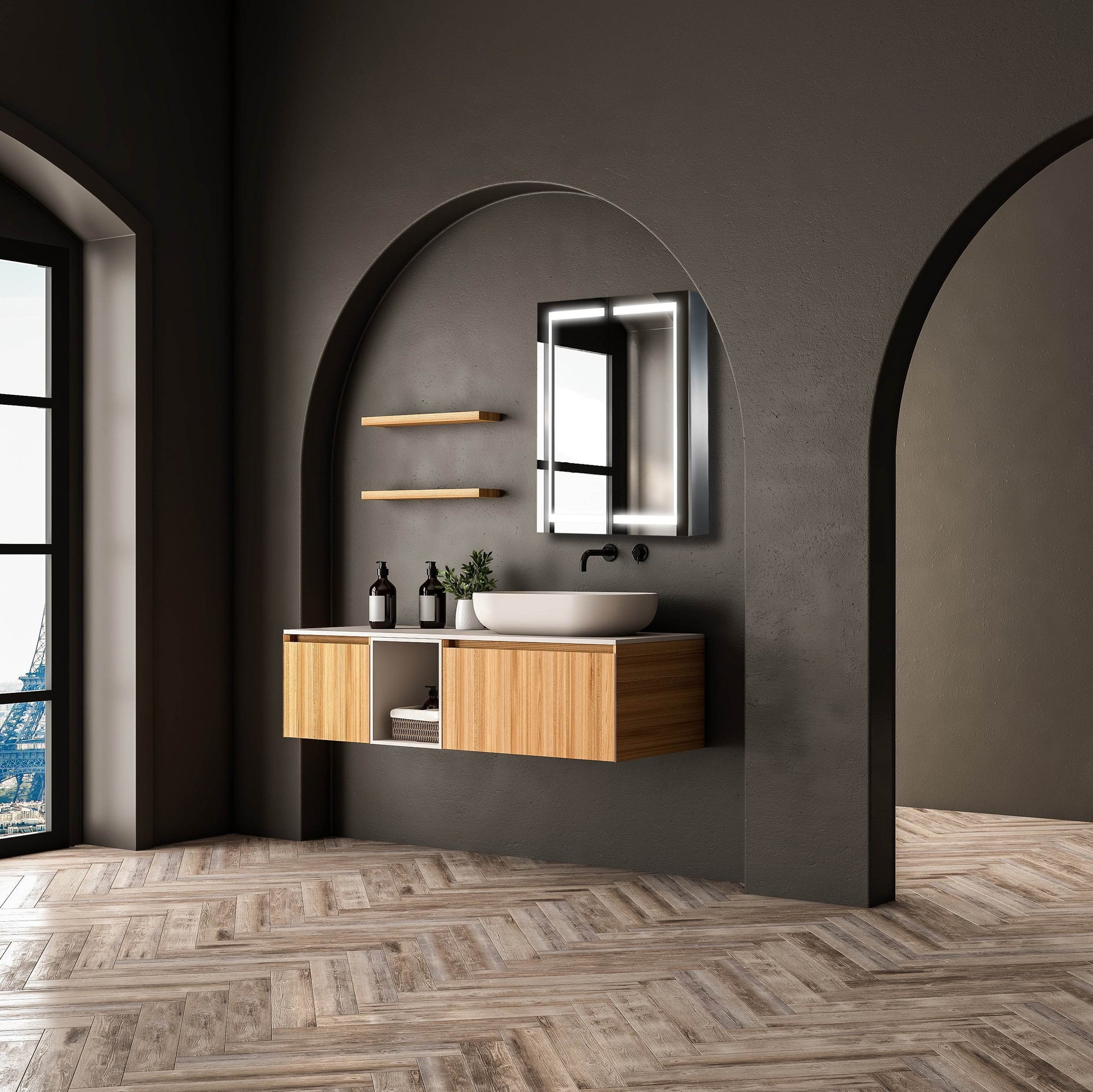 Glenn 24"x32" LED Medicine Cabinet with Dimmable Lighting & Luxury Bathroom Storage