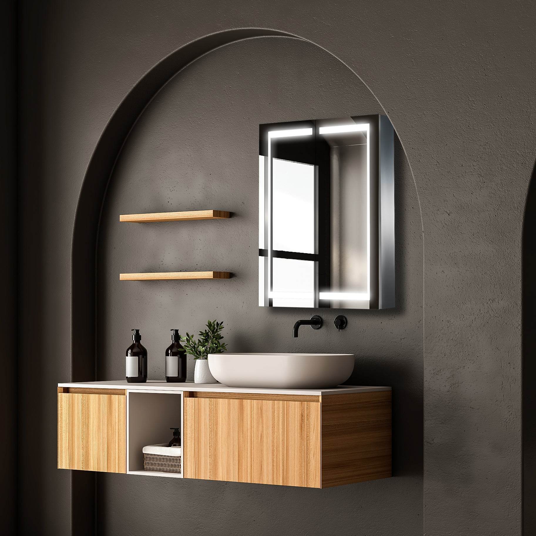 Glenn 24"x32" LED Medicine Cabinet with Dimmable Lighting & Luxury Bathroom Storage