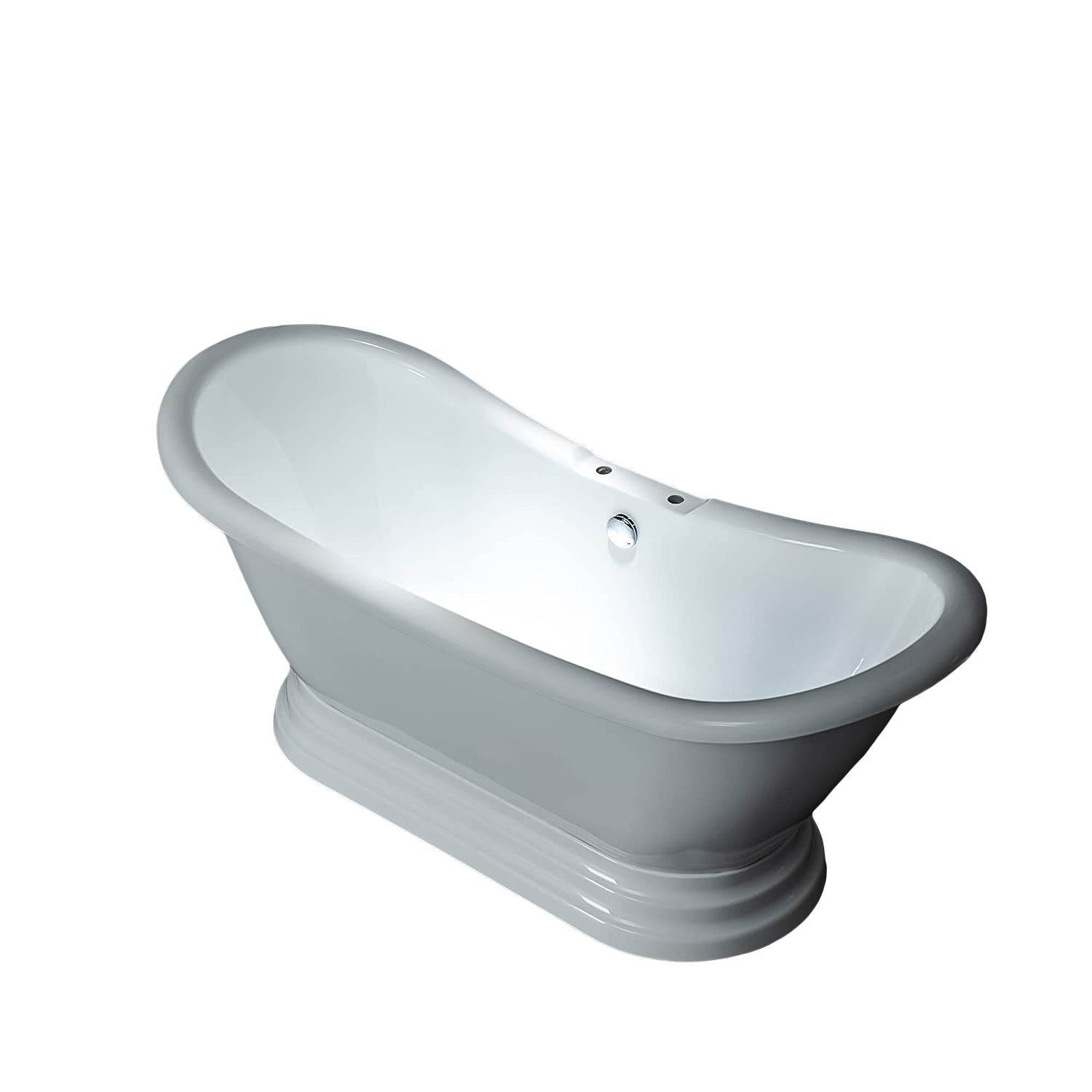 Dreamwerks 5.75 ft. acrylic freestanding pedestal bathtub – 30" wide ergonomic soaking tub